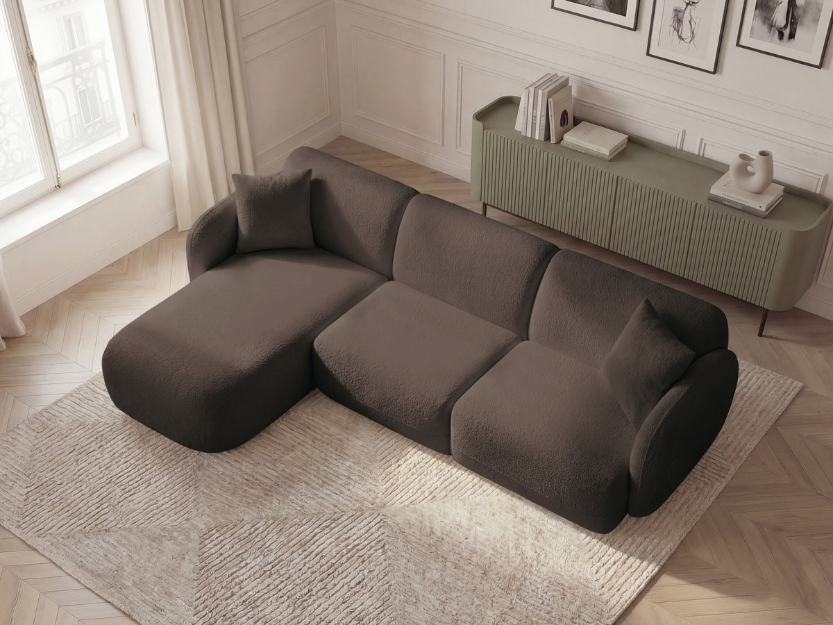 Bobochic Anda Ecksofa 292 × 163 cm Chenille Braun Ecke links
