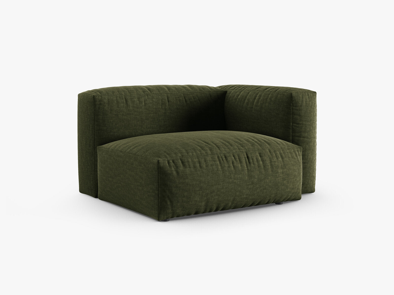 Micadoni Eckmodul mit Armlehne Martina 1-Sitzer 90cm Sitztiefe Rechts Strukturierter Stoff Boston Grün