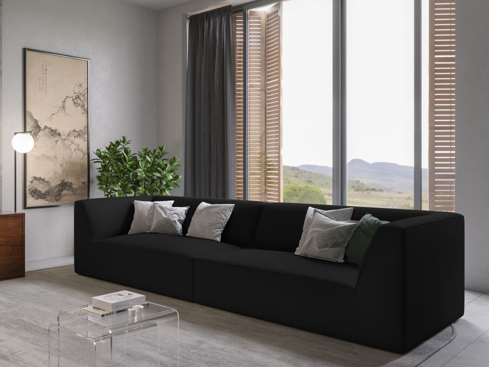 Cosmopolitan Design Sofa Siena 4-Sitzer Strukturierter Stoff Ottawa Schwarz