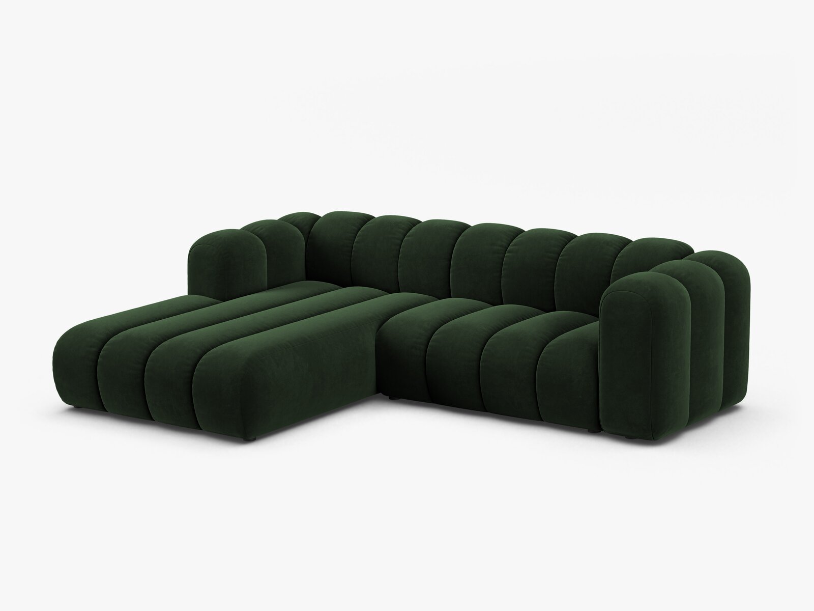 Micadoni Modulares Ecksofa Lupine 4-Sitzer mittelgroß Links Samt Venus Flaschengrün