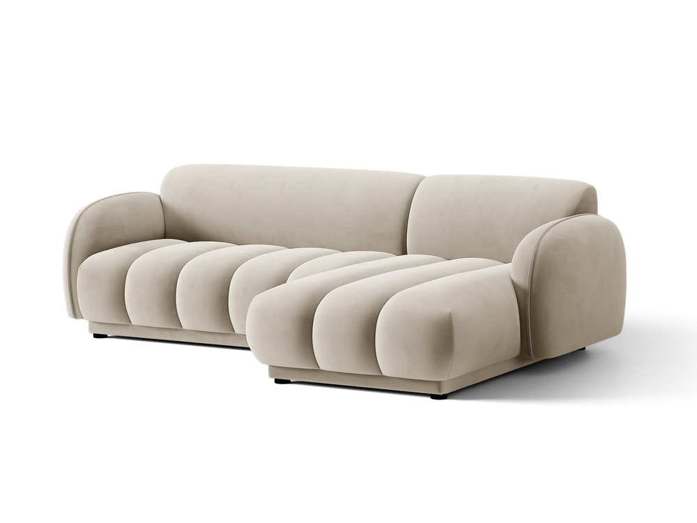 Cosmopolitan Design Ecksofa Bilbao 3-Sitzer Samt Casino Helles Beige Rechts