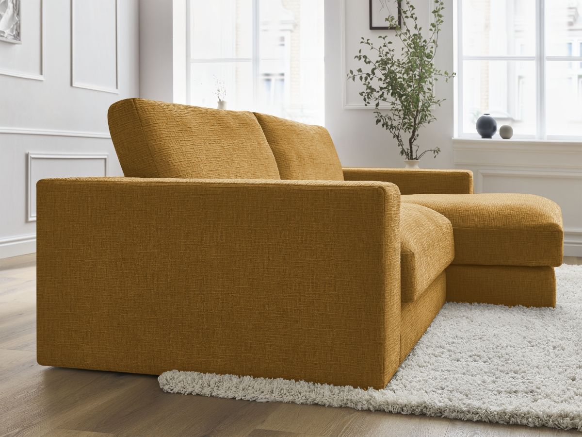 Bobochic Leonard Ecksofa 274 × 159 cm Strukturstoff Gelb Ecke rechts