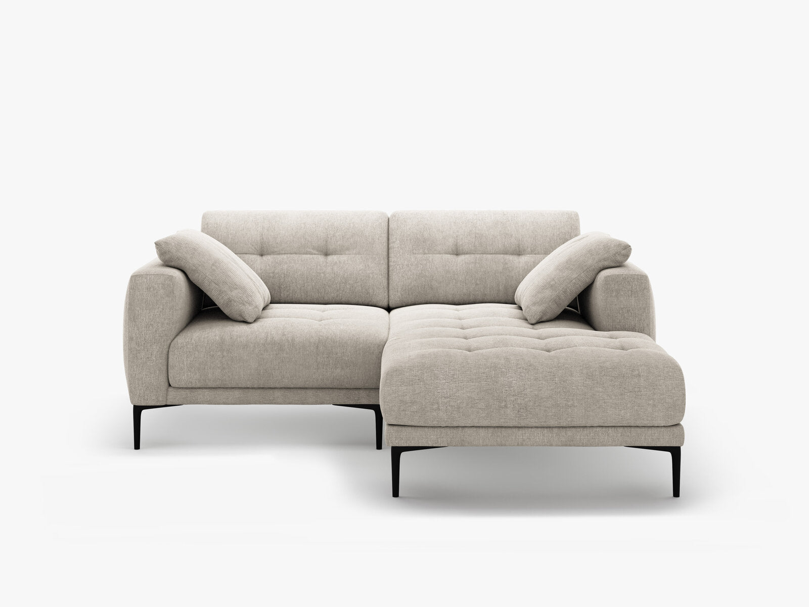 Micadoni Ecksofa Bemy 2-Sitzer Rechts Strukturierter Stoff Beige