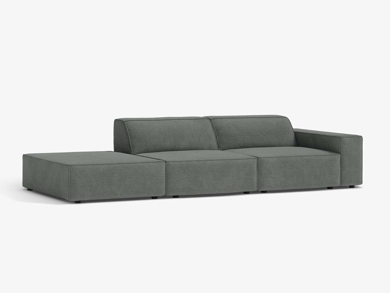 Micadoni Sofa Jodie 3-Sitzer Links Strukturierter Stoff Liberty Grau