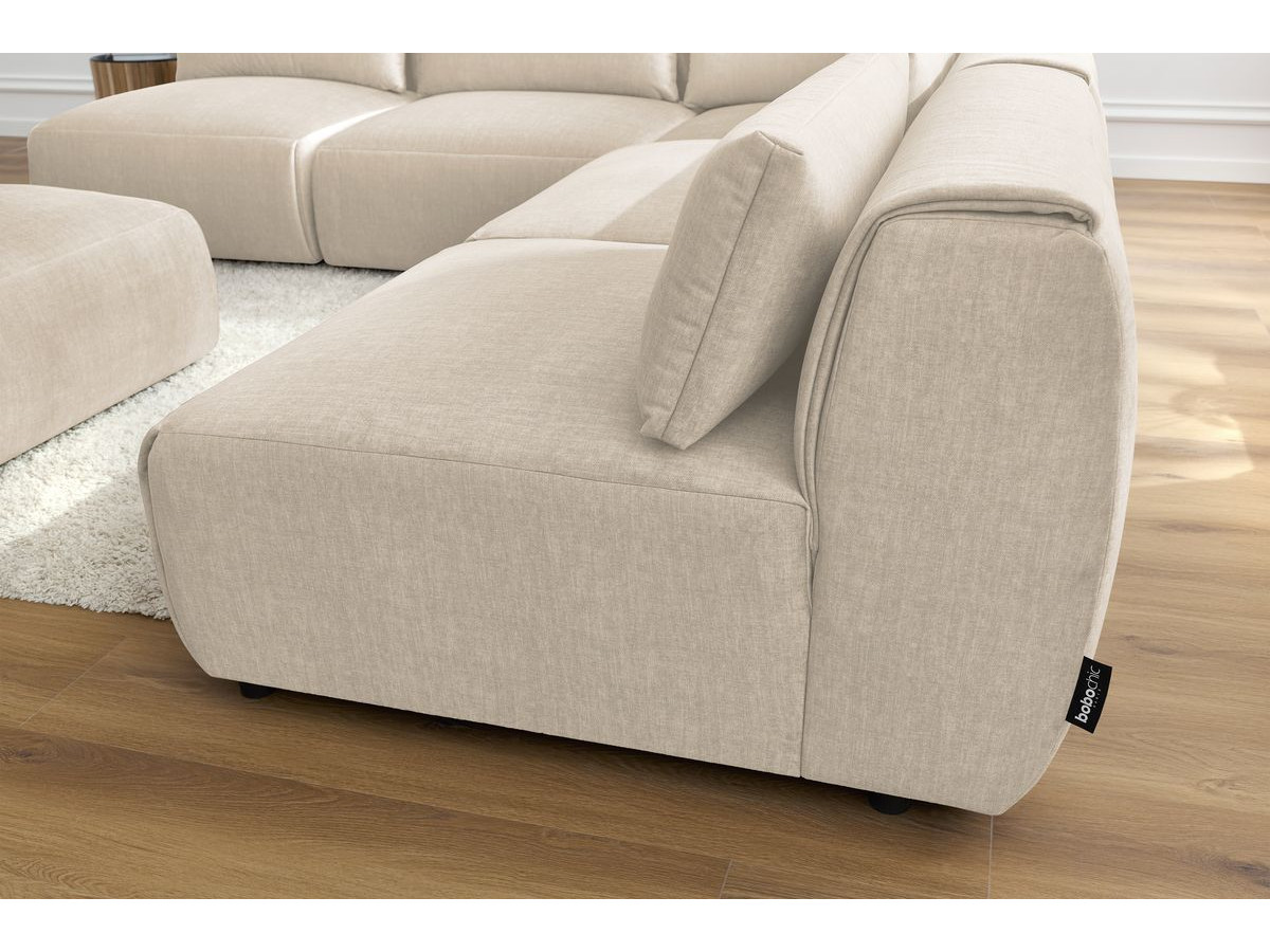 Bobochic Jeanne Ecksofa mit Pouf Samt Beige