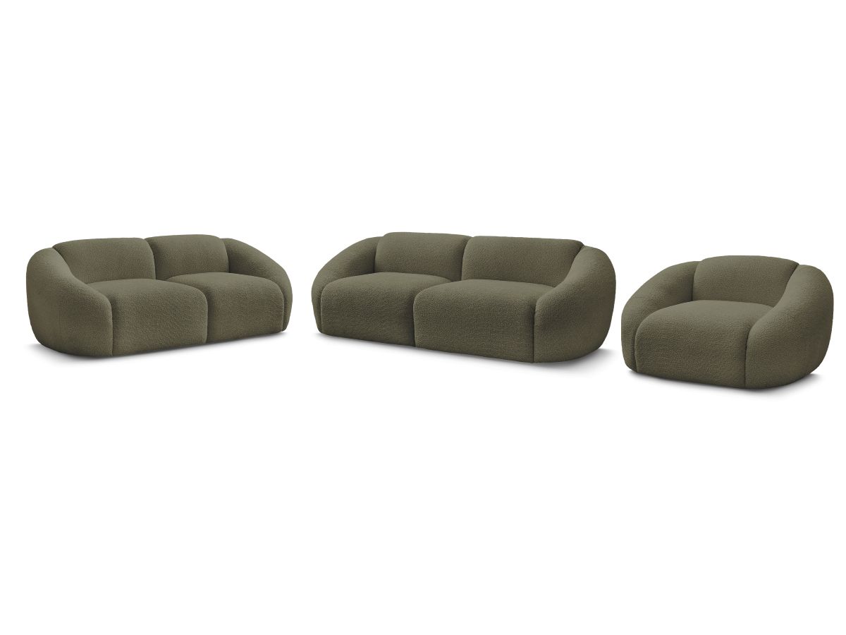 Bobochic Tina Sofa 6-Sitzer Bouclé-Stoff Grün
