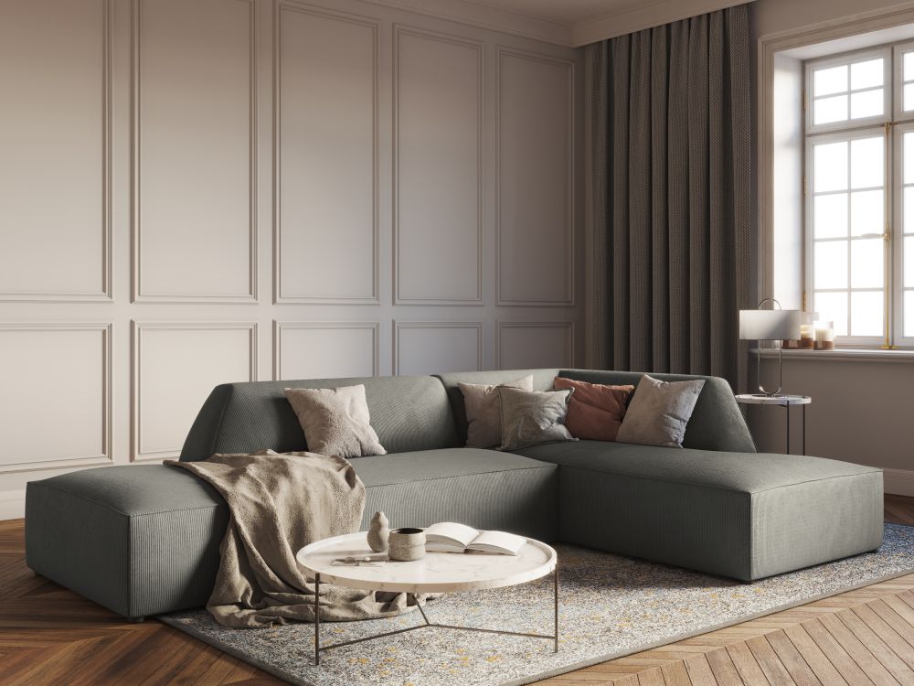 Cosmopolitan Design Ecksofa Siena 4-Sitzer offen Kord Scala Hellgrau Rechts
