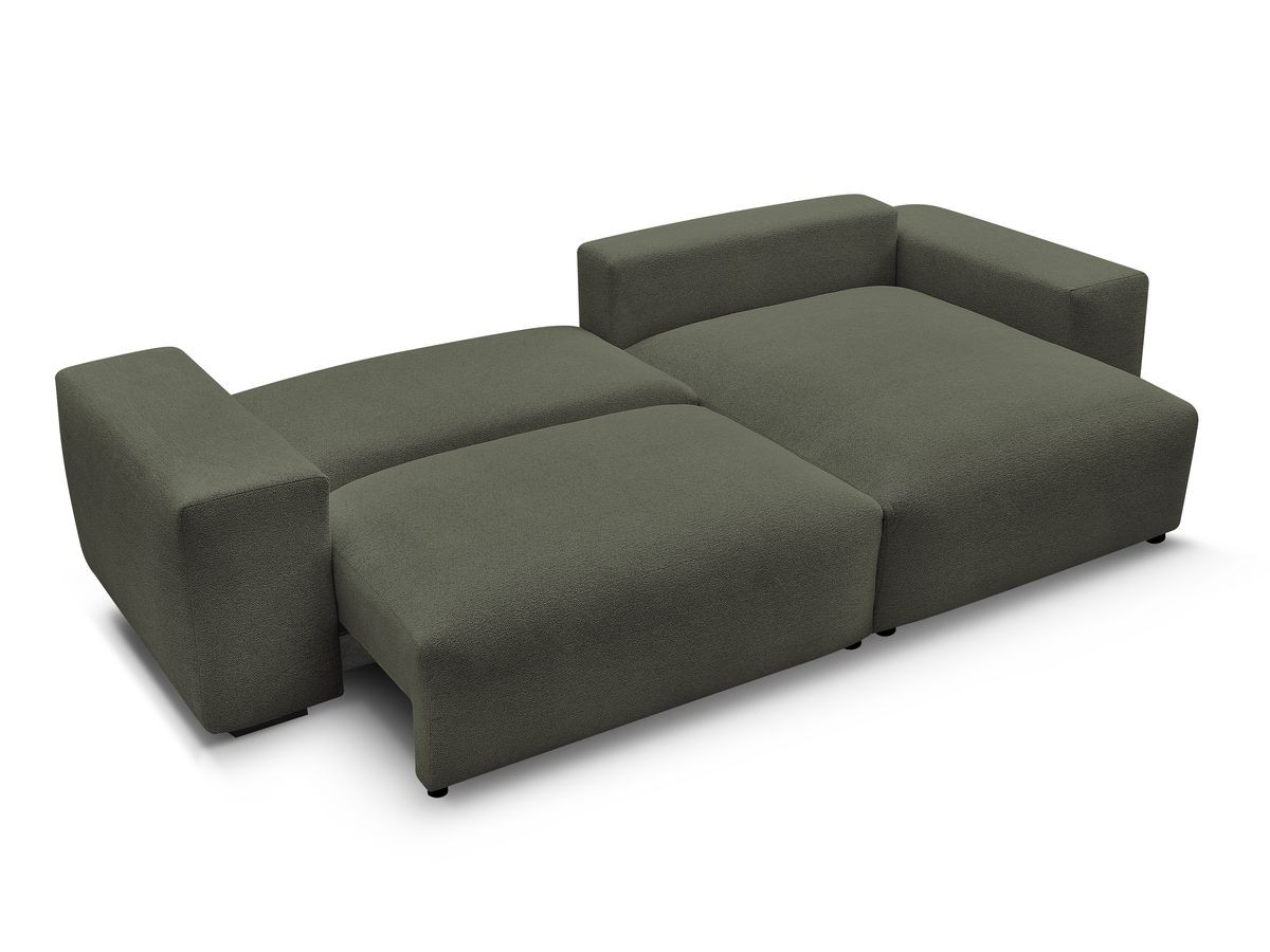 Bobochic Voltaire Ecksofa mit Schlaffunktion und Bettkasten Melange-Stoff Grün