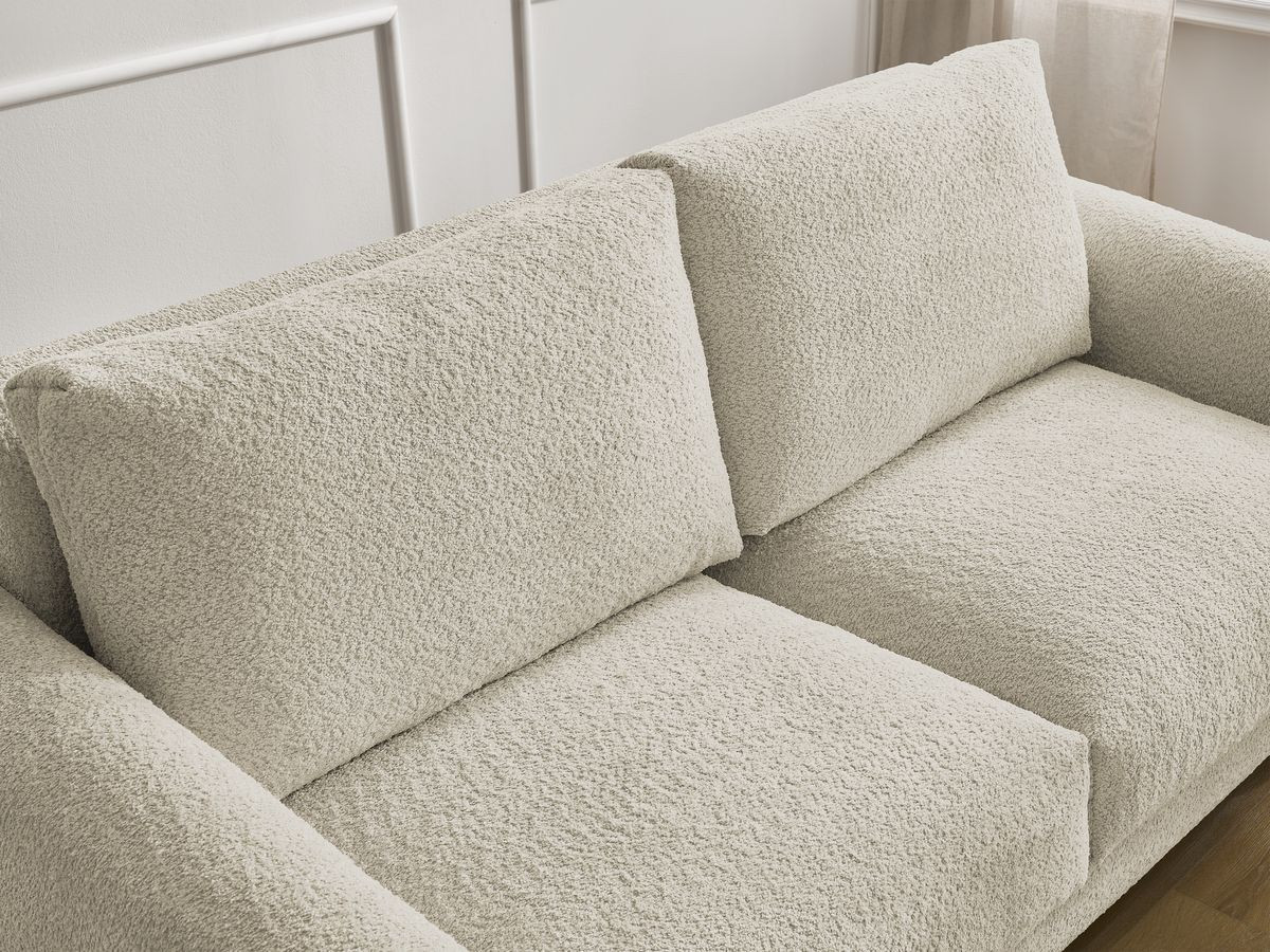 Bobochic Cocoone Schlafsofa 3-Sitzer Bouclé-Stoff Beige, Liegefläche 140 × 200 cm
