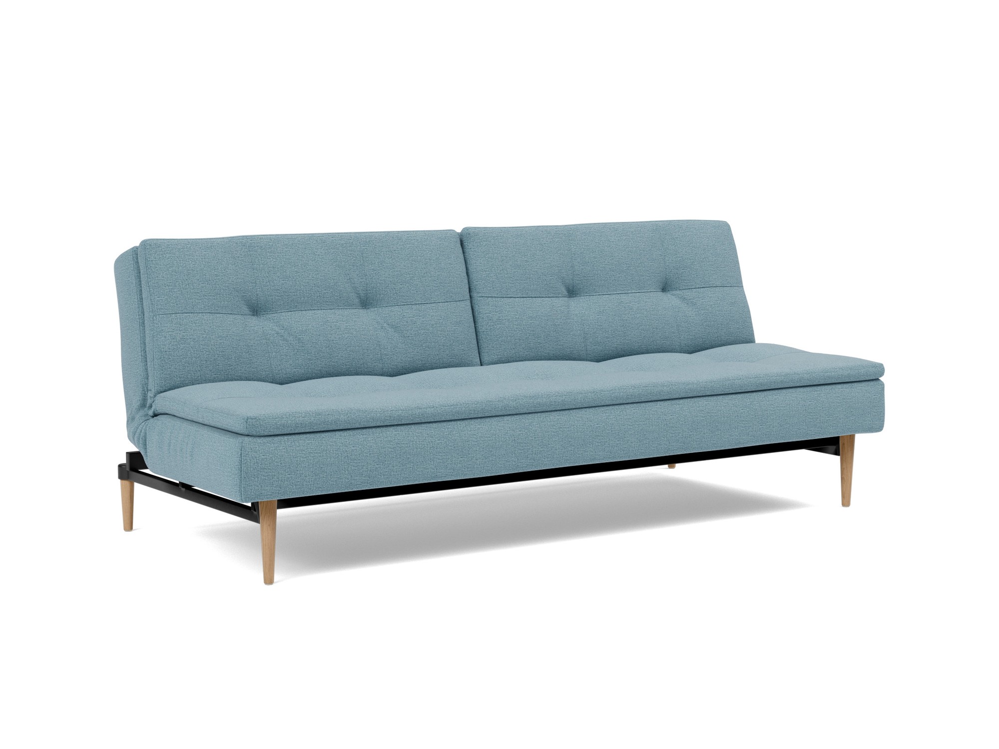 Schlafsofa Dublexo Flachgewebe Mixed Dance 525-Light-Blue Beine Styletto Eiche hell
