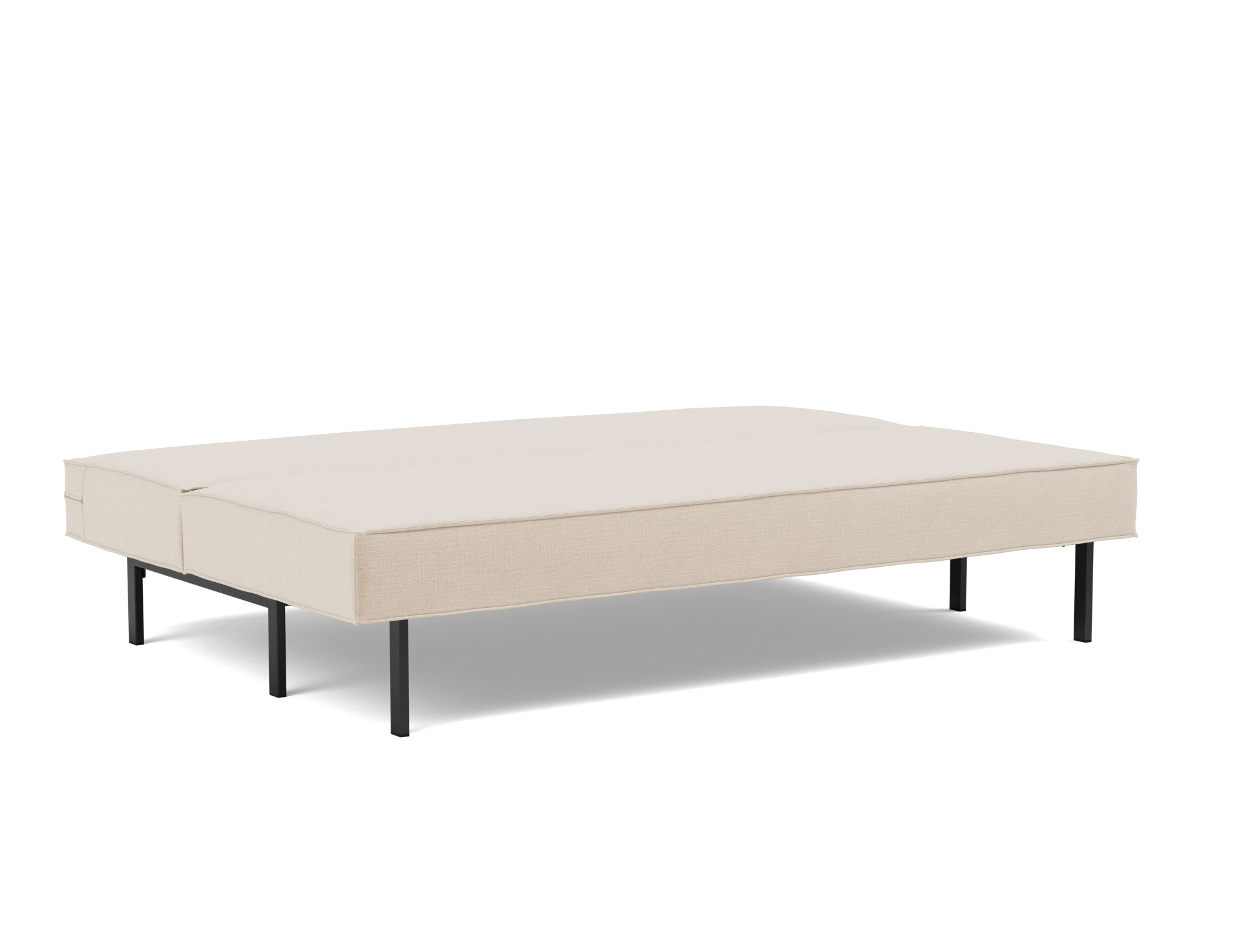 Schlafsofa Sly Chenille Esina 410-Almond-Beige Beine Schwarzes Metall