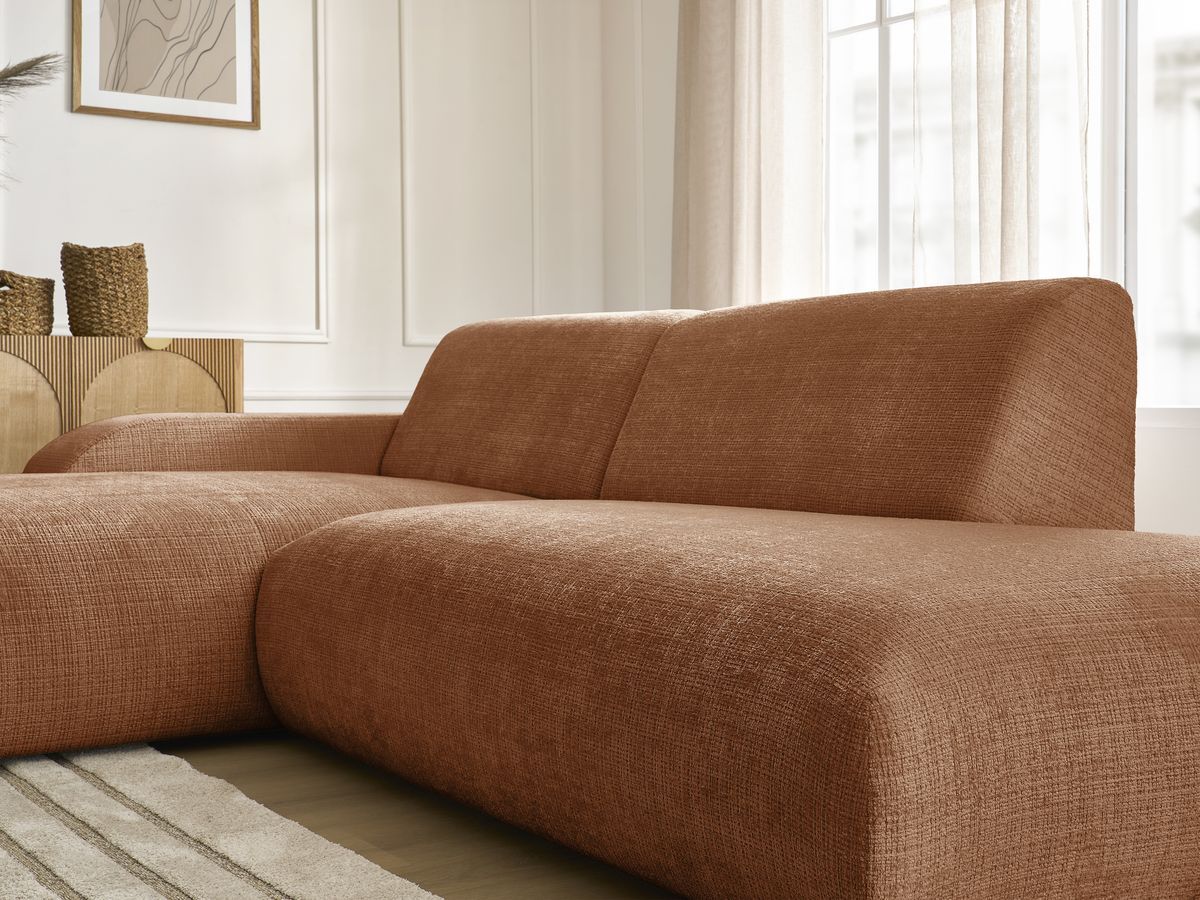 Bobochic Sirius Ecksofa 300 × 170 cm Strukturstoff Orange Ecke links