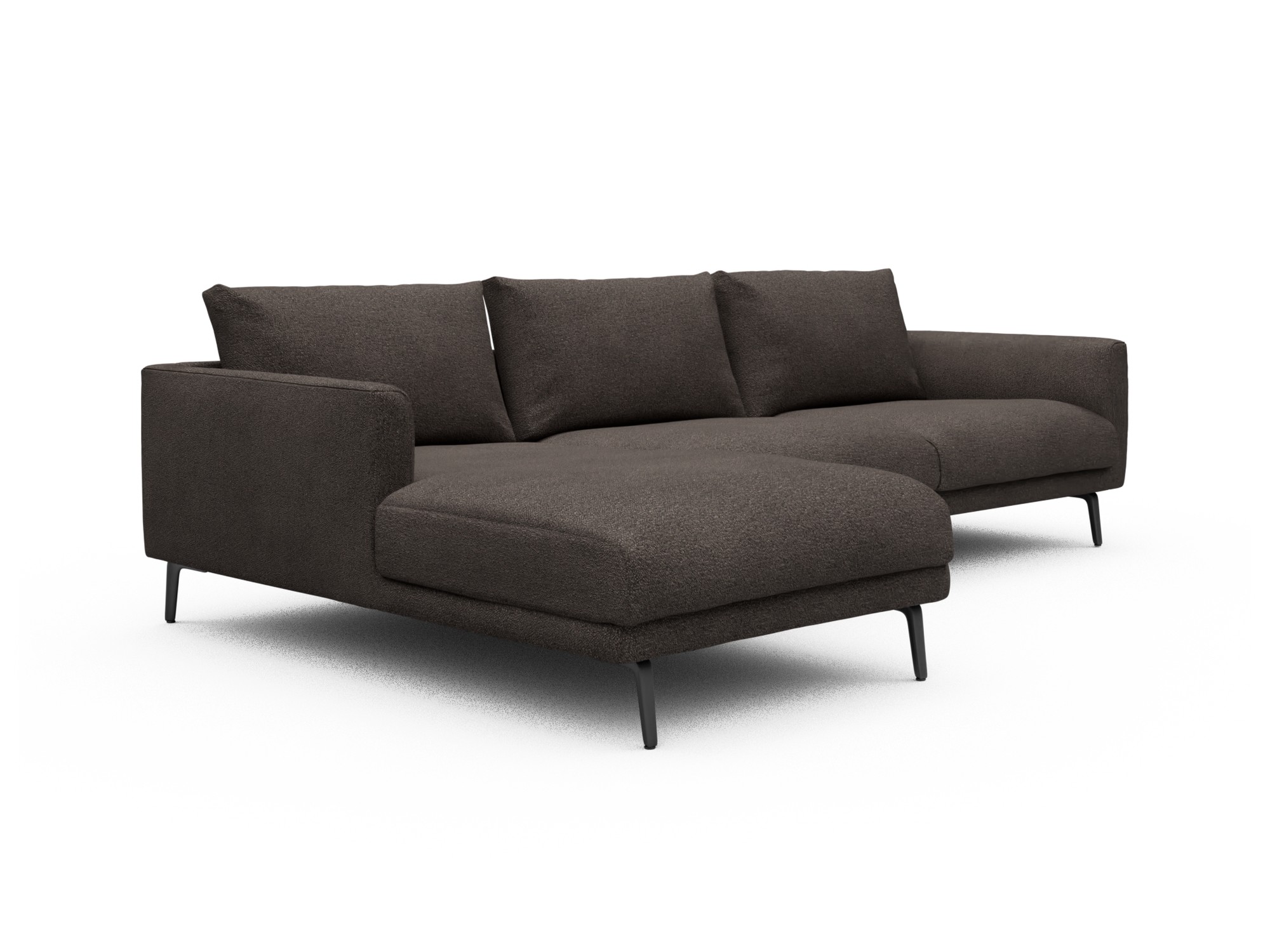 Skandi Home Ecksofa Karl Chaiselongue links mit 2,5-Sitzer Boucle-Taupe moebelfaktor