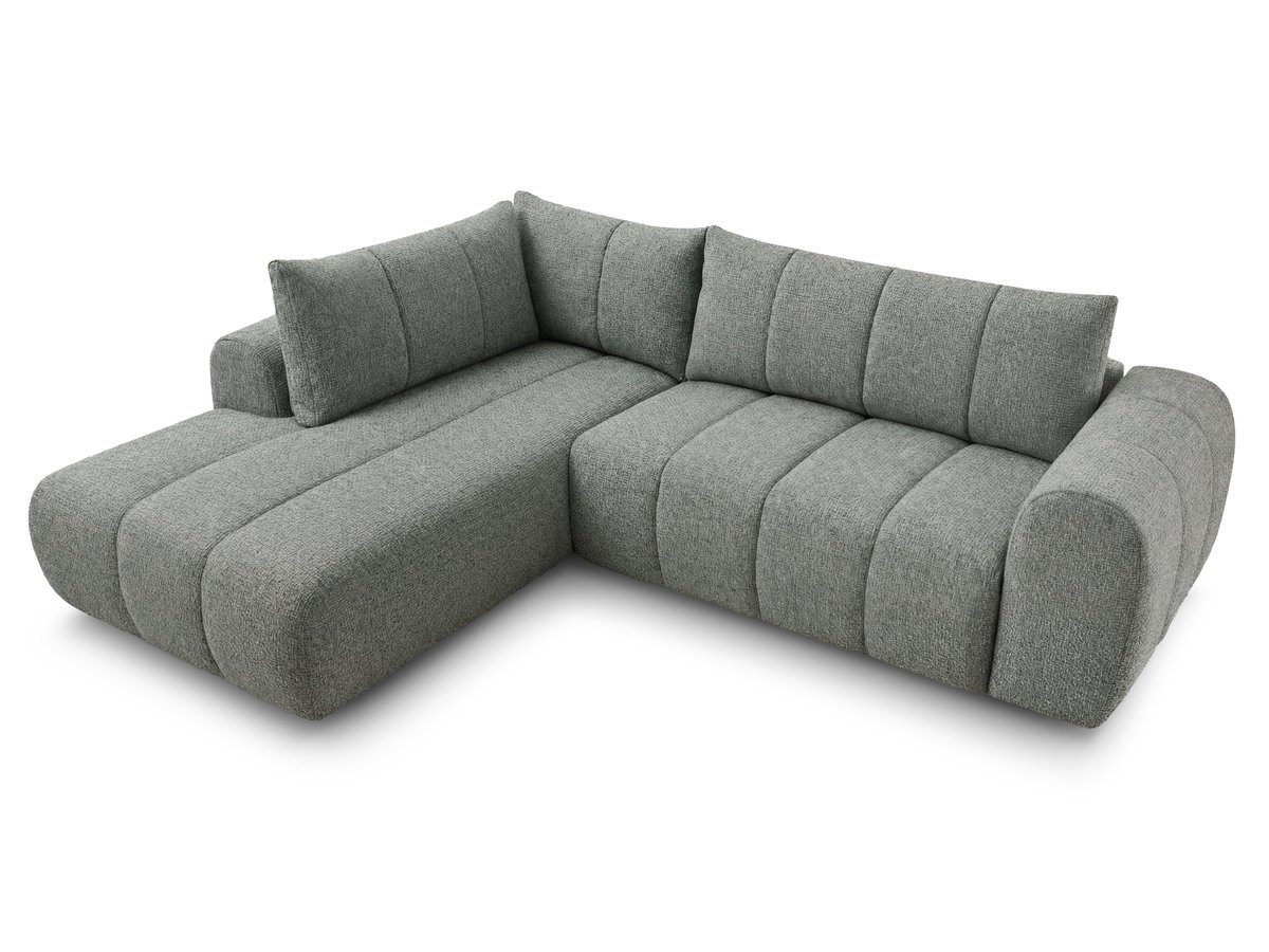 Bobochic Nesty Ecksofa in L-Form, 256 cm Melange-Stoff Dunkelgrau Ecke links