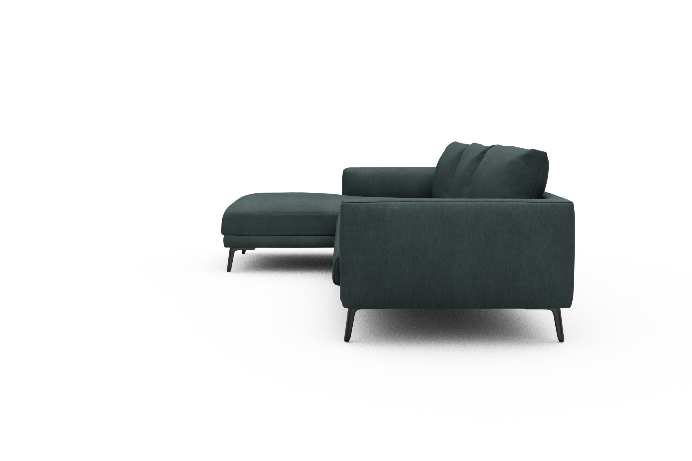 Ecksofa Karl Chaiselongue links mit 2,5-Sitzer Vivus-Blue