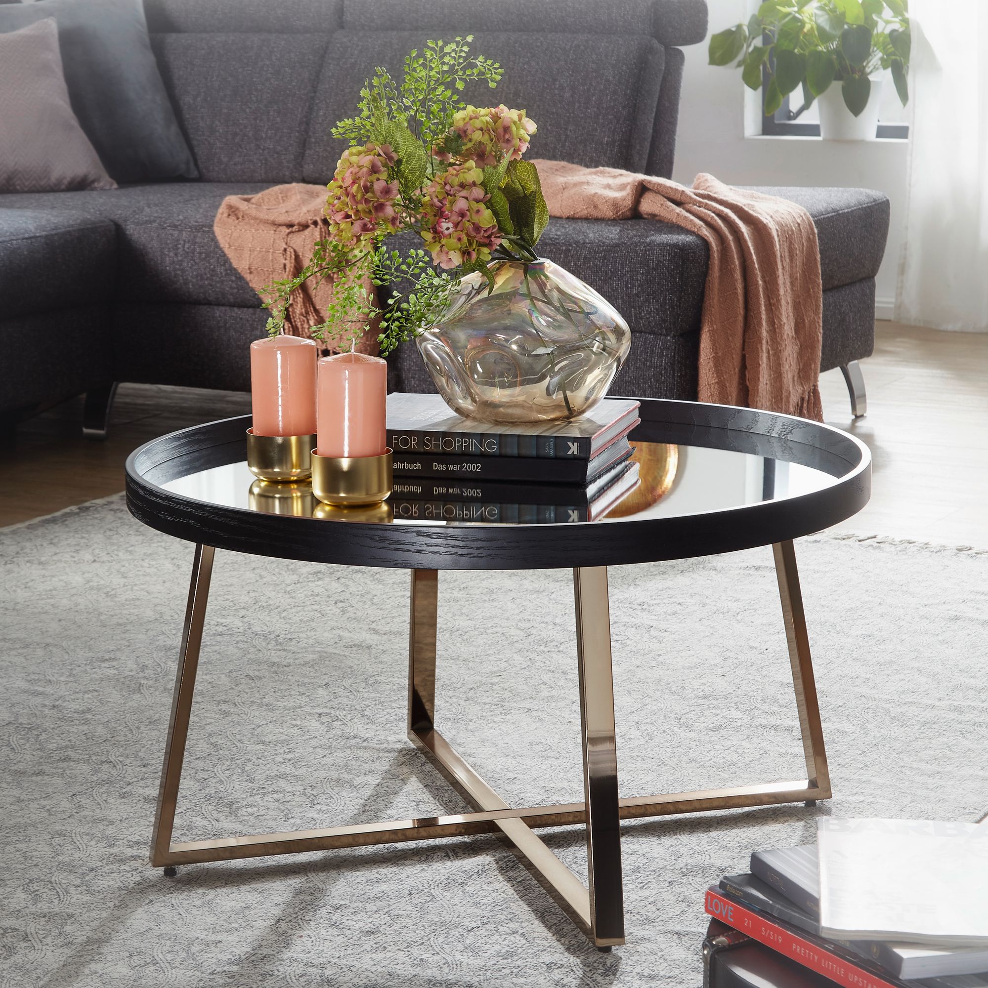 Couchtisch Ryomgaard Glas Schwarz Ø 78 cm