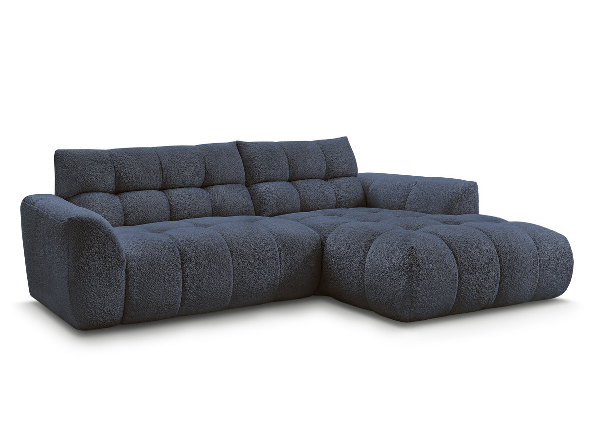 Bobochic Jaya Ecksofa Chenille Dunkelblau Ecke rechts