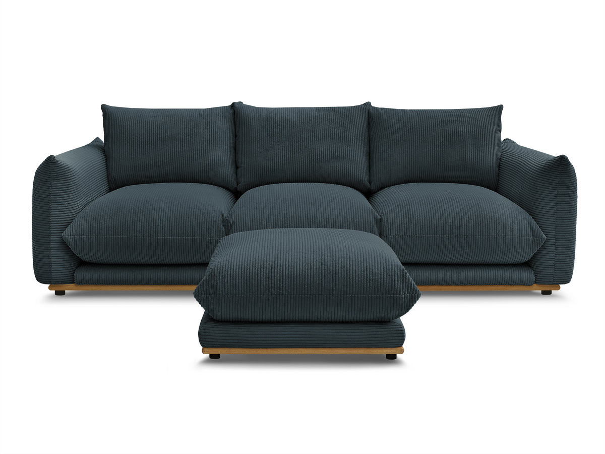 Bobochic Ernest Sofa 3-Sitzer mit Pouf 266 × 106 cm Cordsamt Dunkelblau