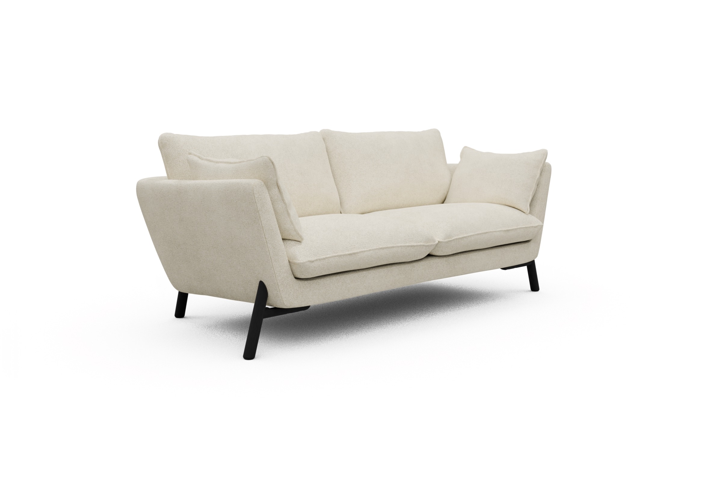 Sofa Emil 2-Sitzer Beinfarbe Eiche Schwarz Boucle-Off-White
