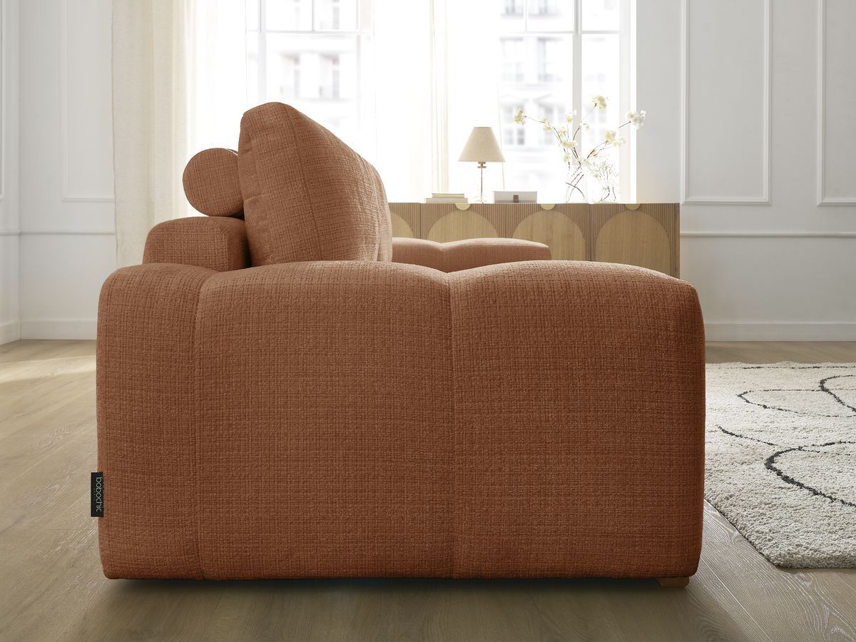 Bobochic Anakin Sofa 3-Sitzer, 2 Kissen Strukturstoff Orange