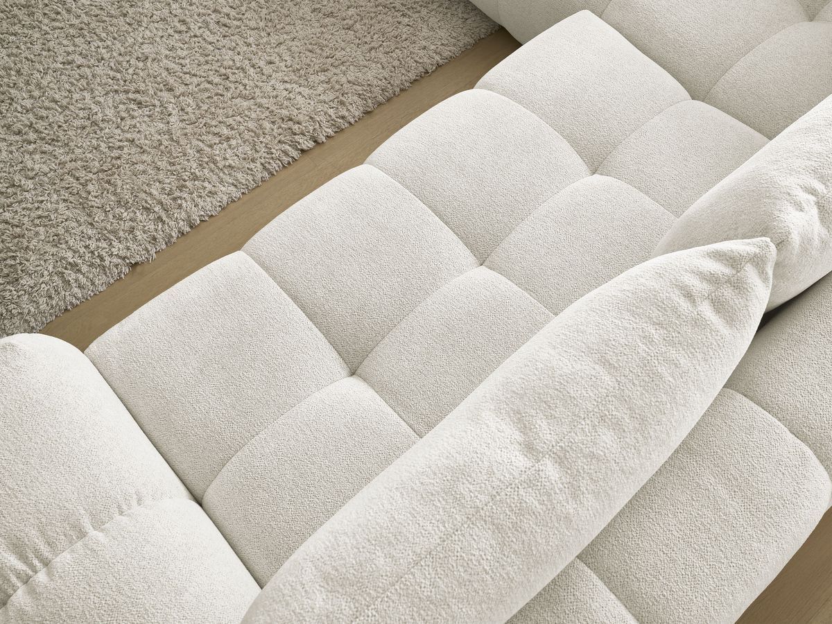 Bobochic Everest Ecksofa mit Schlaffunktion und Bettkasten 320 × 212 cm, 5 Kissen Melange-Stoff Weiß Ecke links