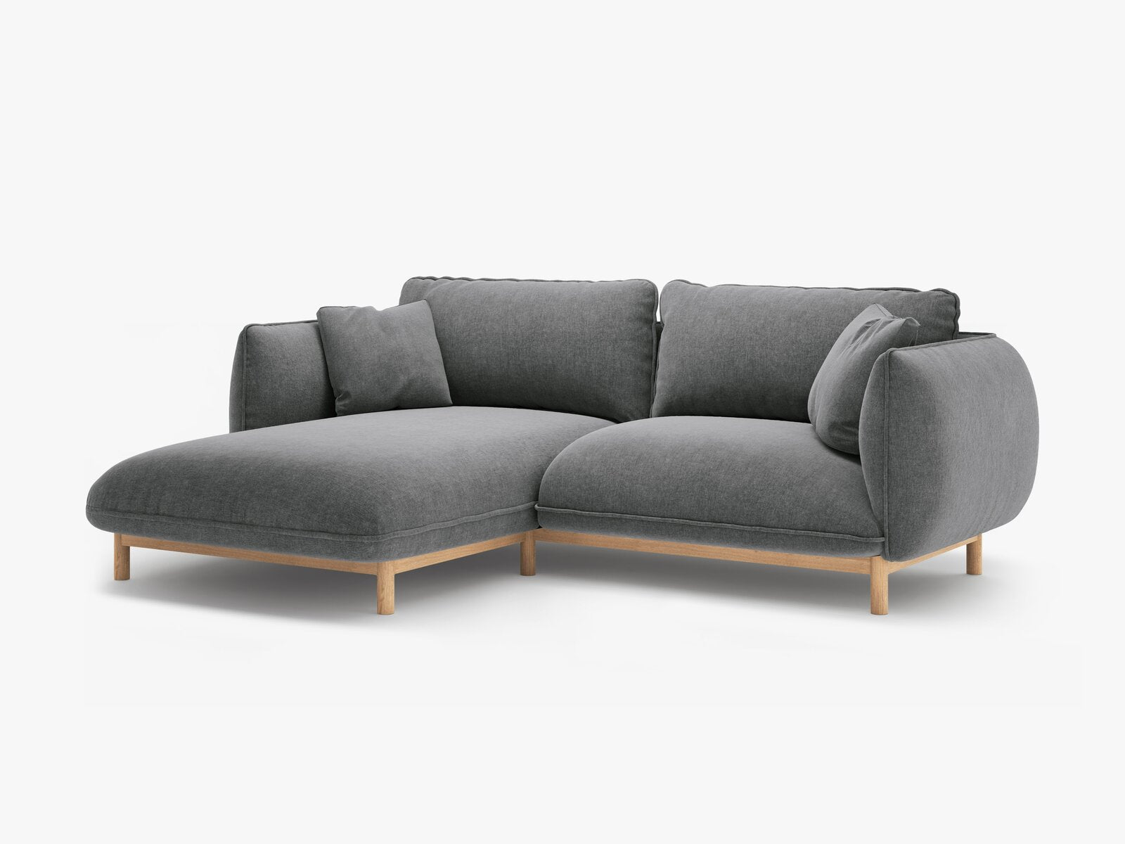 Micadoni Ada Ecksofa 3-Sitzer Links Strukturierter Stoff Wind Dunkelgrau