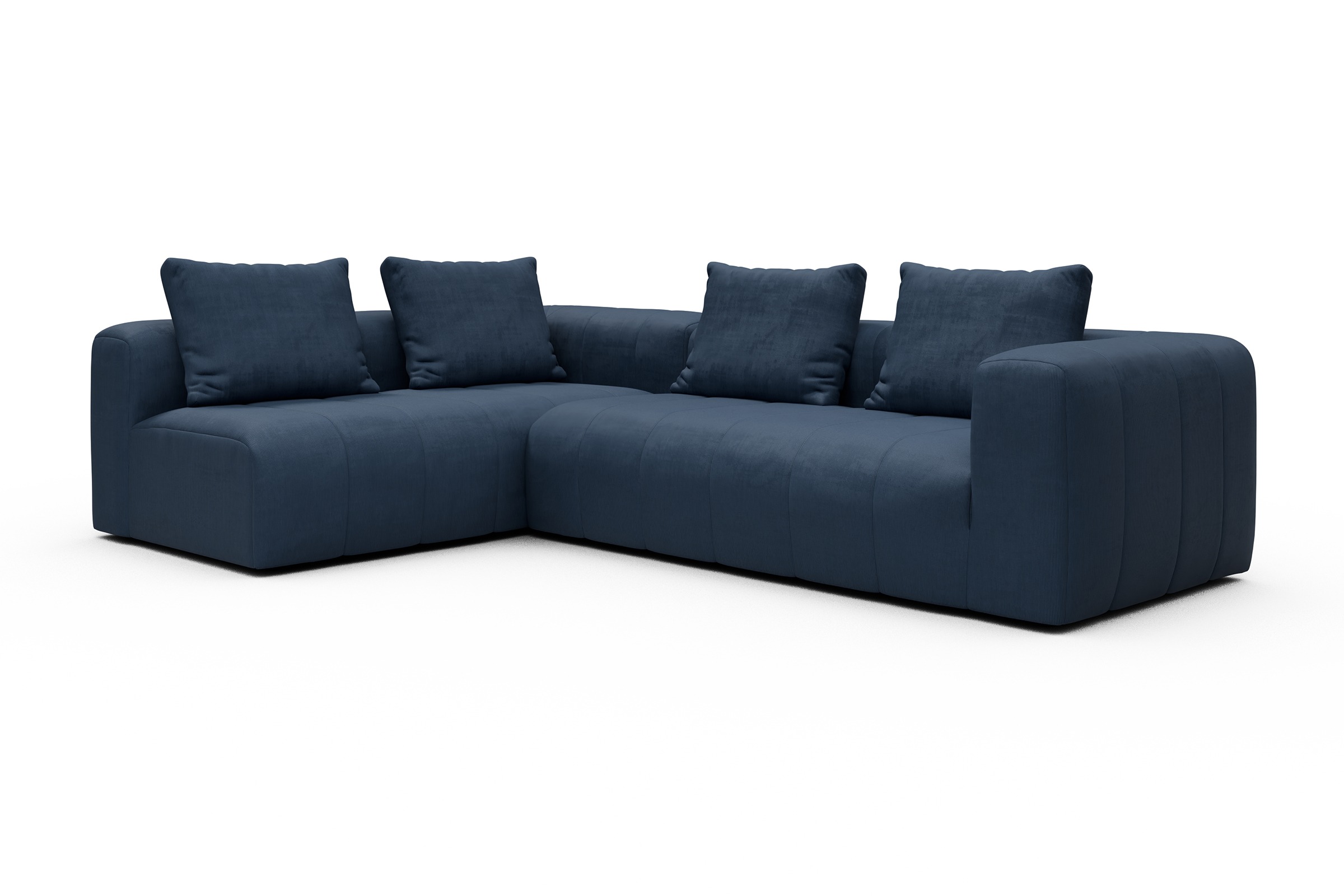Ecksofa Hugo 2x 2,5-Sitzer Armlehne rechts Cordufine-Royal-Blue