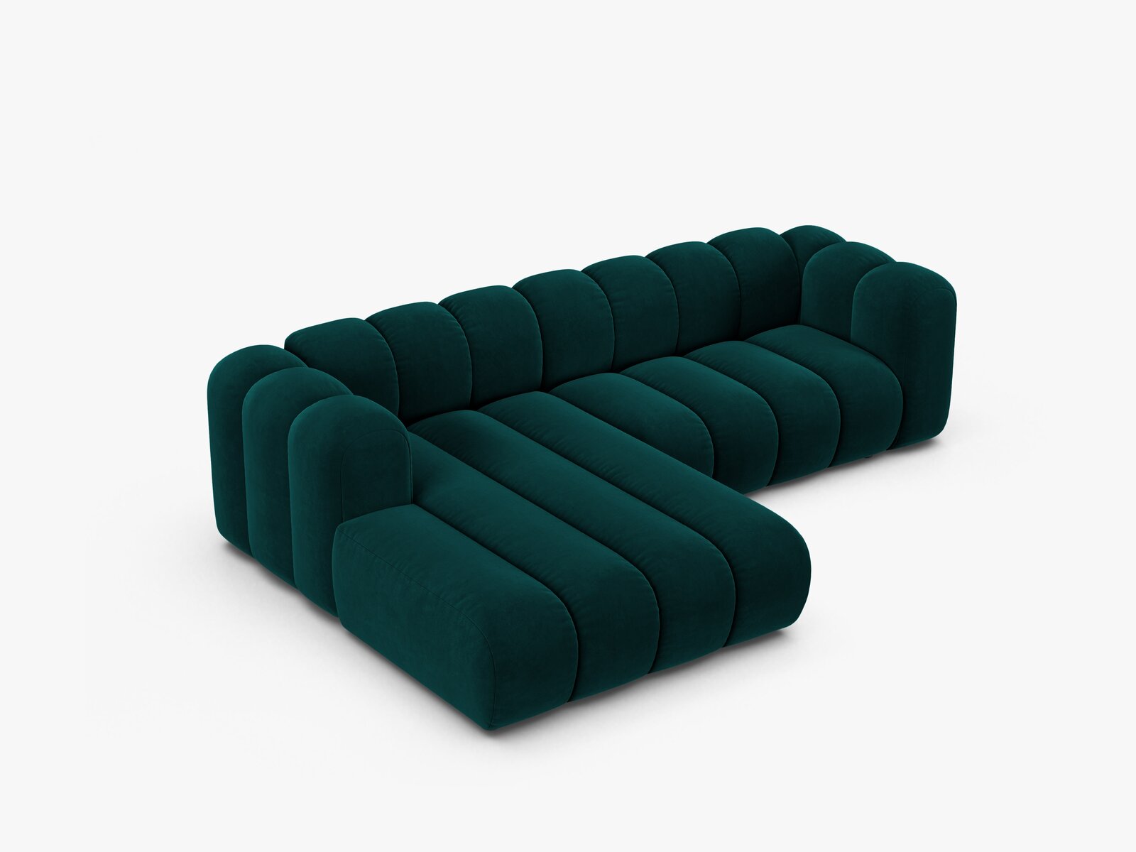 Micadoni Modulares Ecksofa Lupine 4-Sitzer mittelgroß Links Samt Venus Dunkel Petrol
