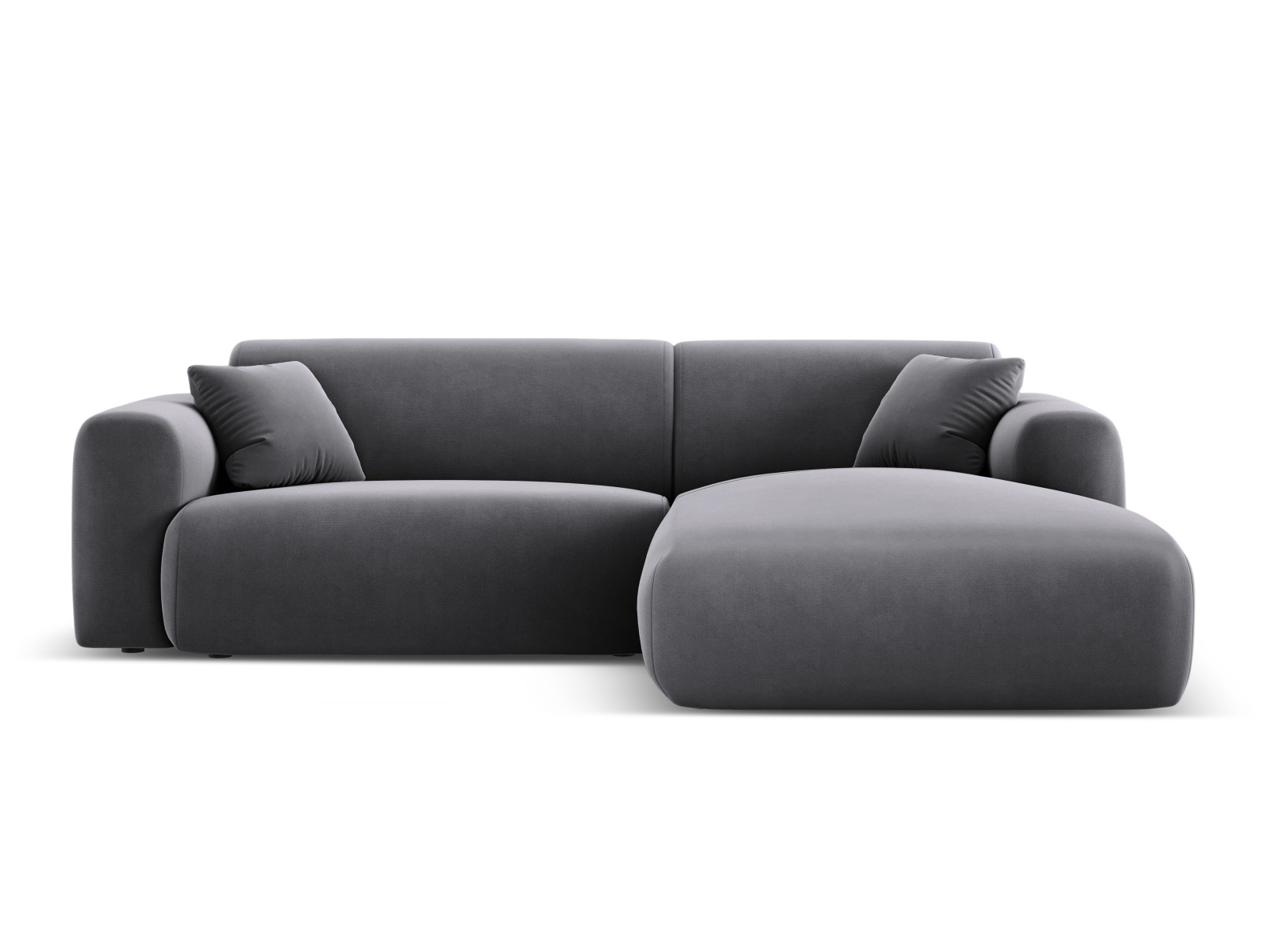 Cosmopolitan Design Ecksofa Nolio 4-Sitzer kleine Version Samt Casino Dunkelgrau Rechts