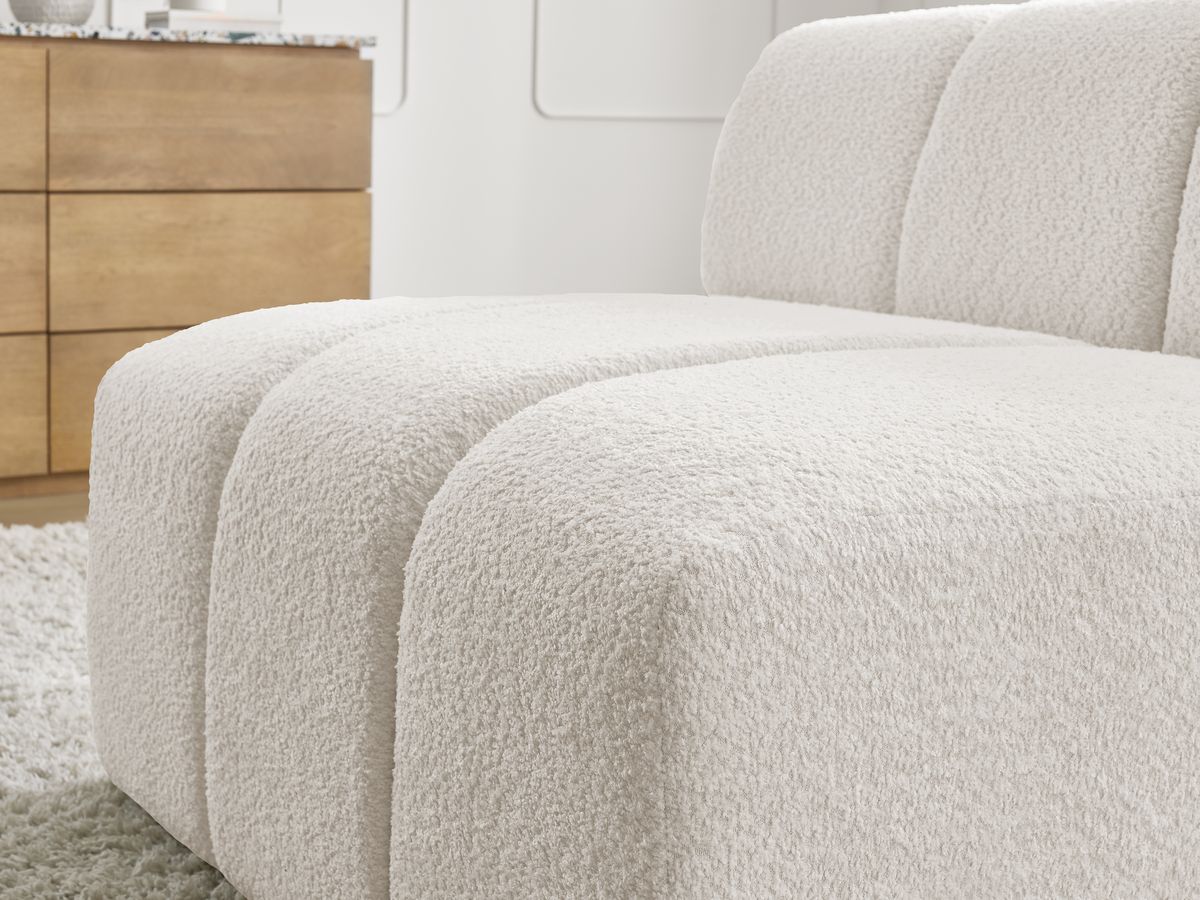 Bobochic Annecy Sofamodul 1-Sitzer Bouclé-Stoff Weiß