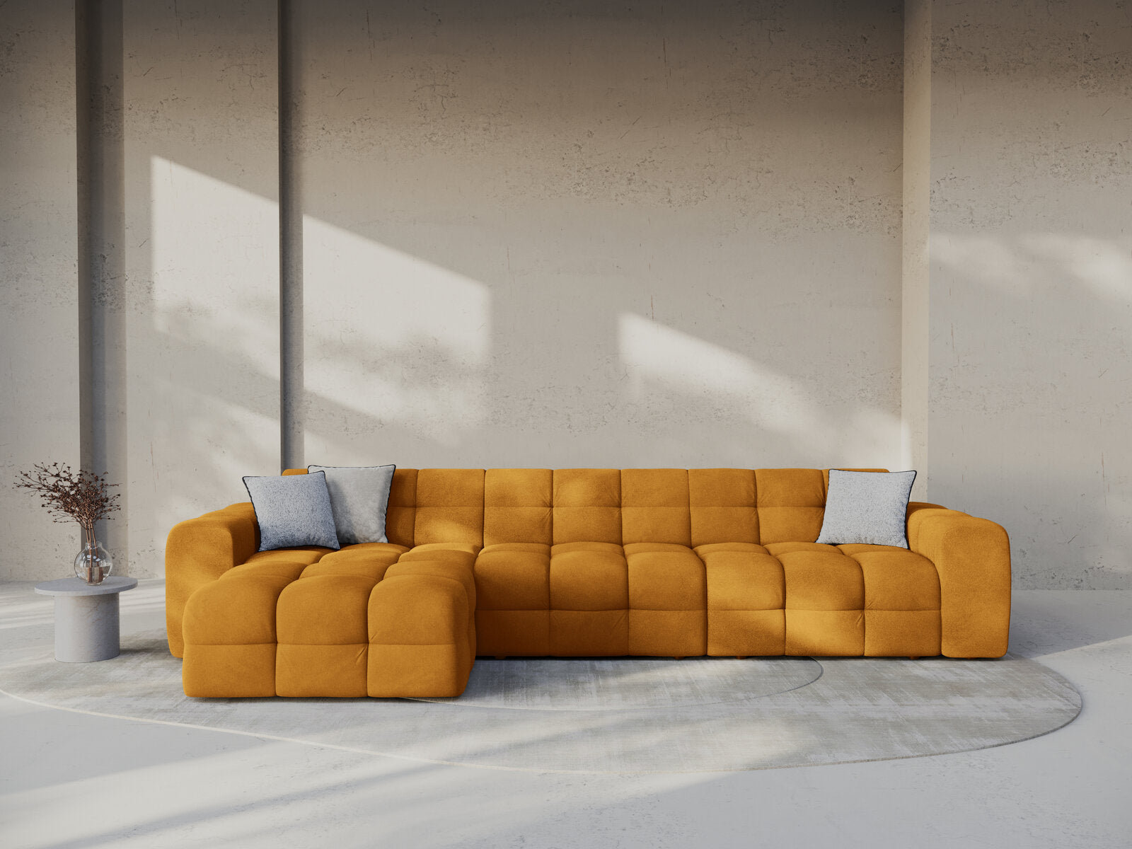 Micadoni Ecksofa Kendal 5-Sitzer Links Samt Senf