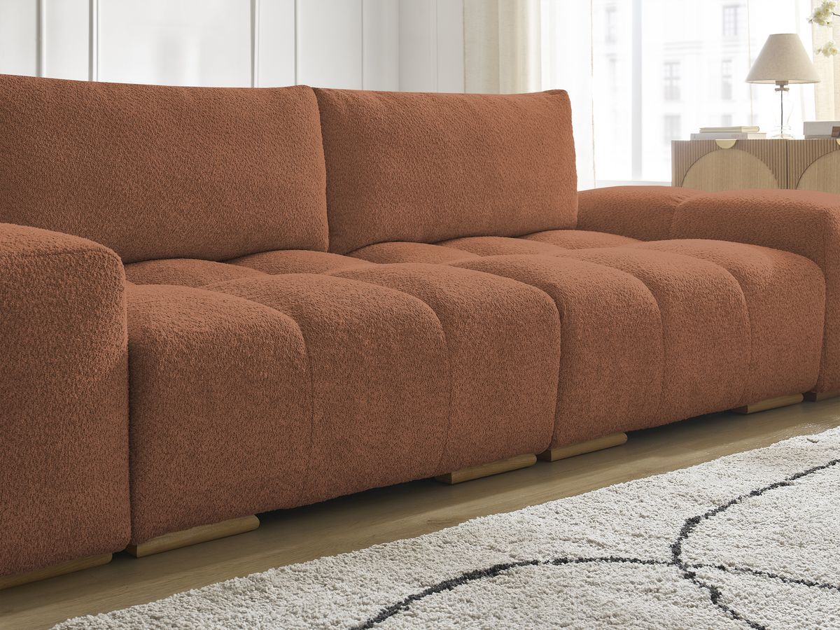Bobochic Anakin Sofa 3-Sitzer, 2 Kissen Bouclé-Stoff Orange