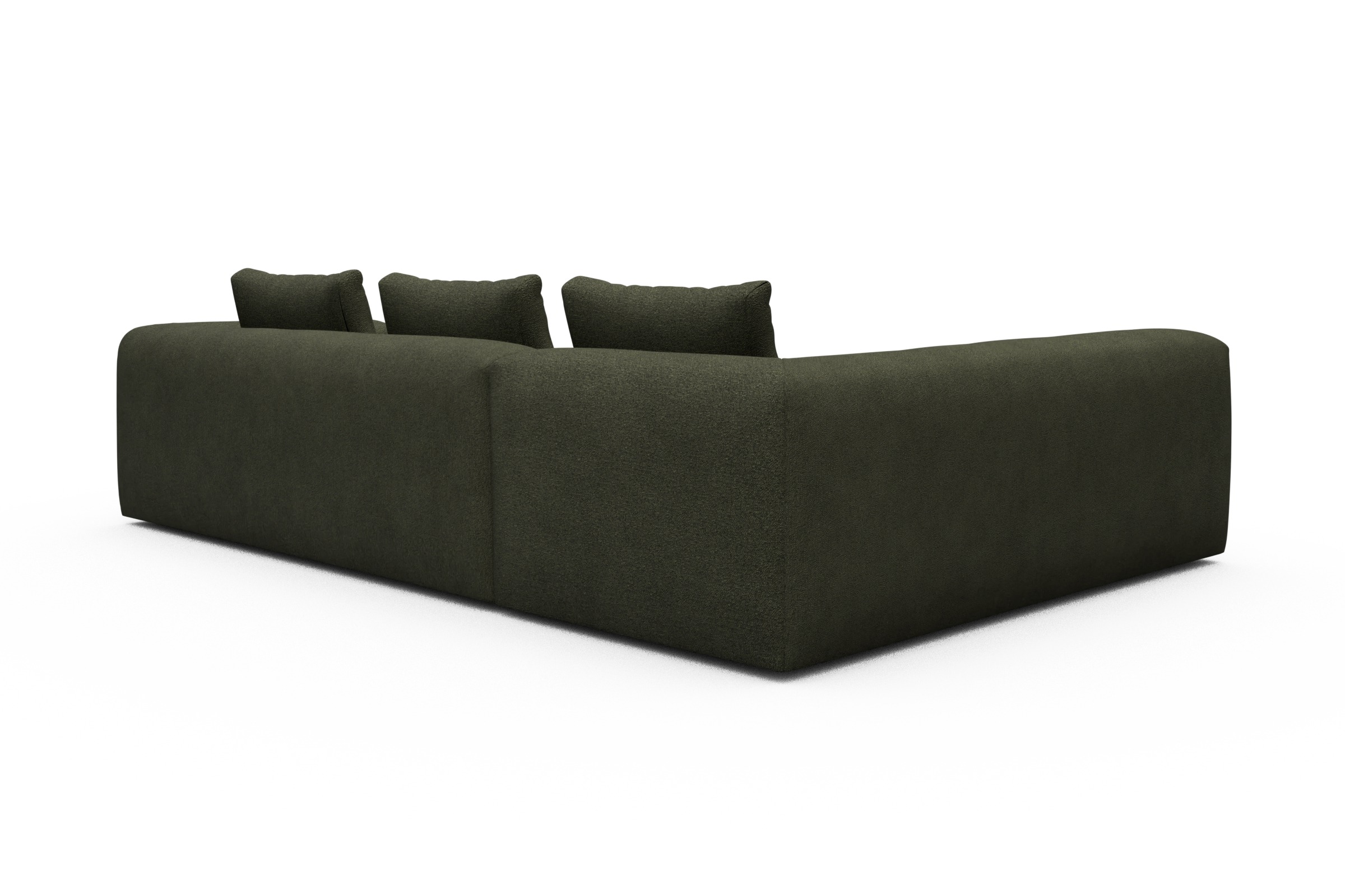 Ecksofa Fred 2x 2,5-Sitzer links offen Boucle-Forest-Green
