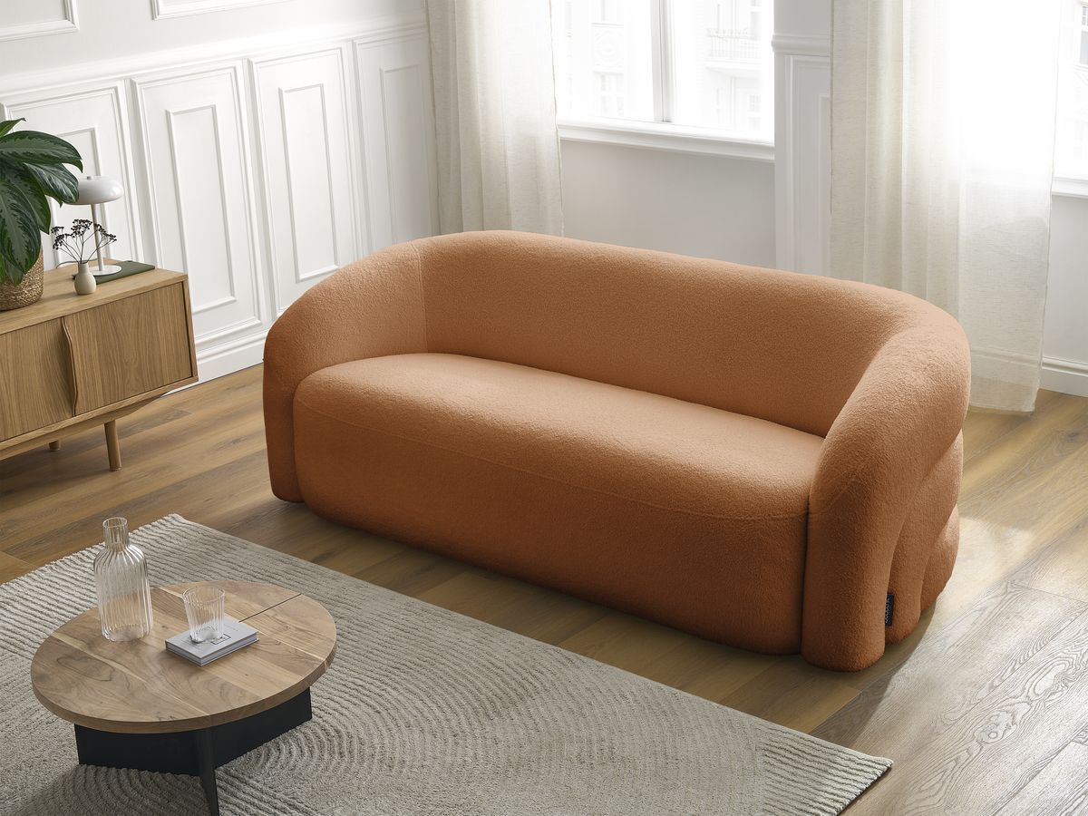 Bobochic Elina Sofa 3-Sitzer Bouclé-Stoff Orange