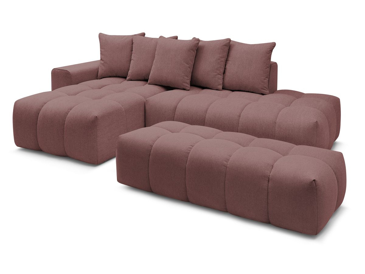 Bobochic Mont-blanc Ecksofa mit Pouf Melange-Stoff Rosa Ecke links