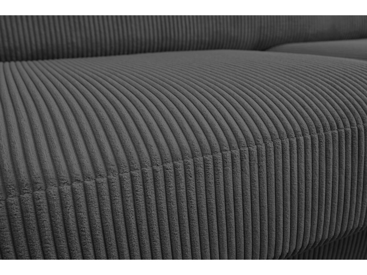 Bobochic Monaco Ecksofa mit Schlaffunktion und Bettkasten Cordsamt Dunkelgrau, Liegefläche 140 × 190 cm