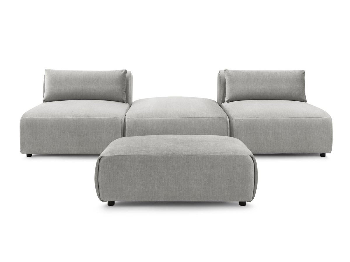 Bobochic Jeanne Sofa 4-Sitzer mit Pouf Samt Hellgrau