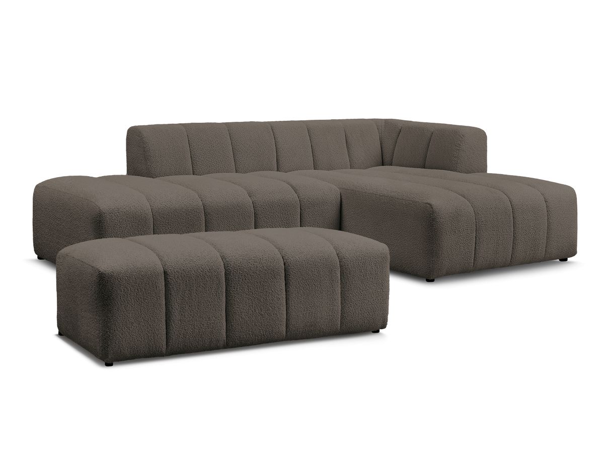 Bobochic Annecy Ecksofa mit Pouf Bouclé-Stoff Braun Ecke rechts