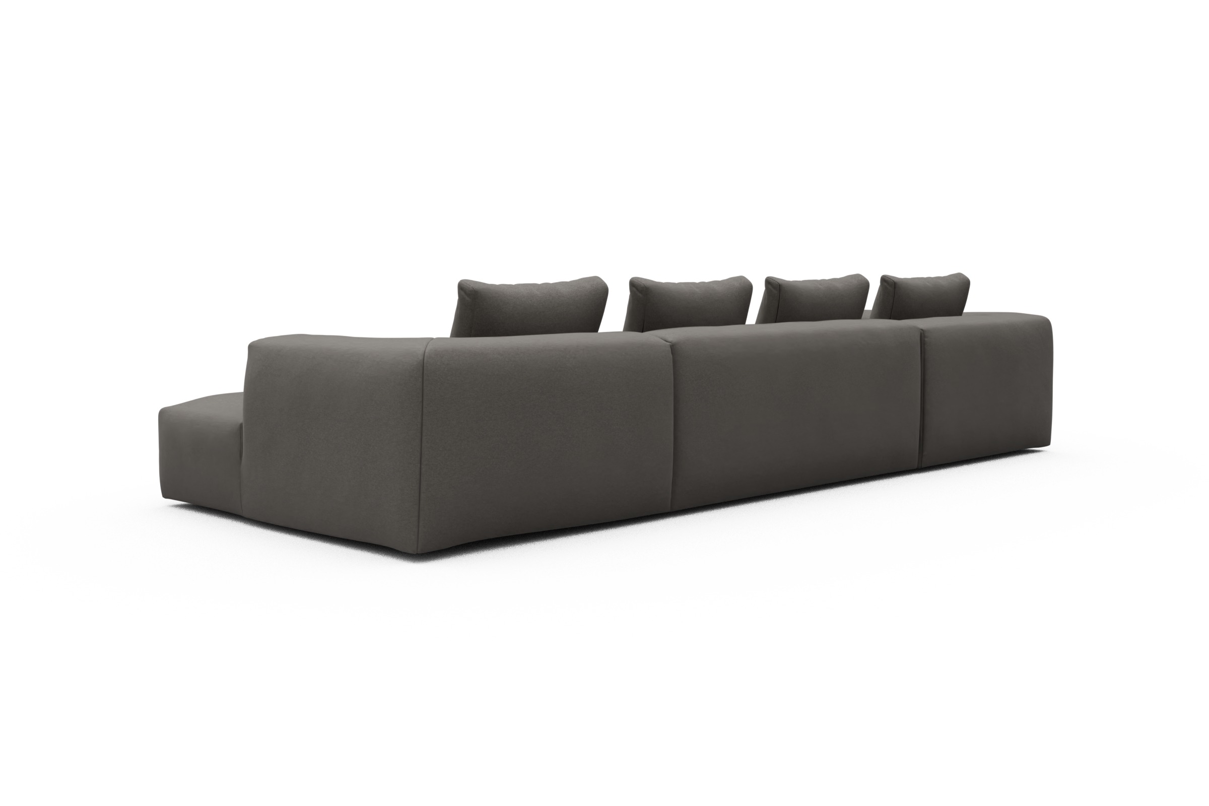 Wohnlandschaft Fred Relax-Ecke links mit 2-Sitzer und Chaiselongue rechts Strukturierter Stoff Satya 446-Taupe-Brown