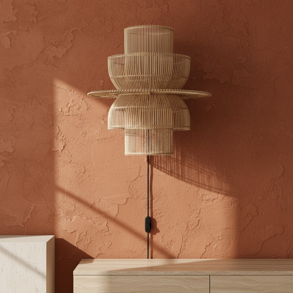 Raw Materials Wandleuchte Rattan asymmetrisch