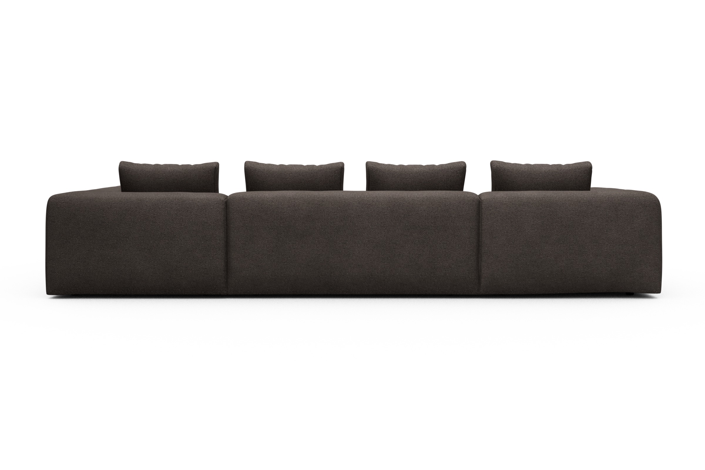 Wohnlandschaft Fred Relax-Ecke rechts mit 2-Sitzer und Chaiselongue links Boucle-Taupe