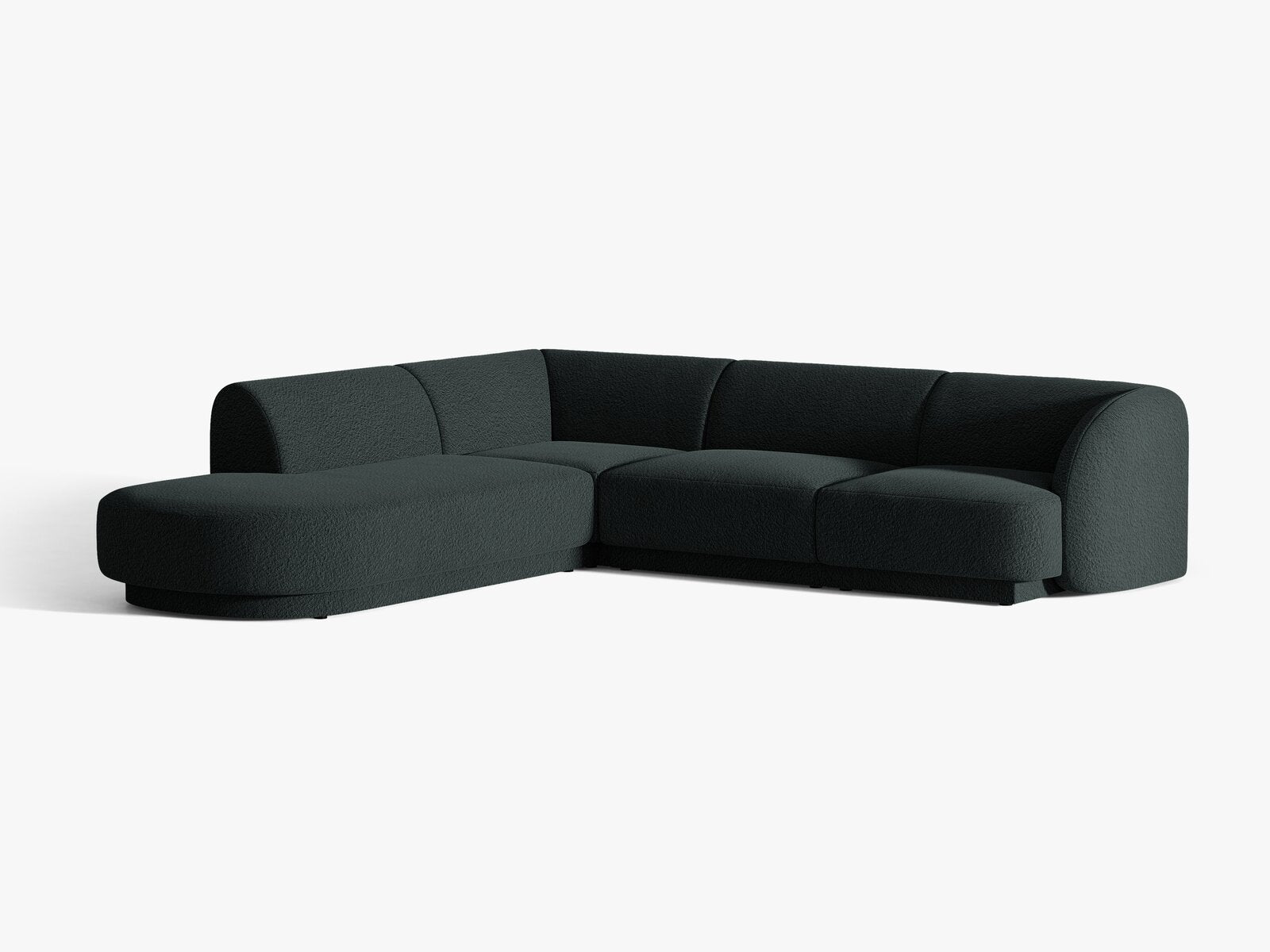 Micadoni Ecksofa Miley 6-Sitzer Links Boucle Baloo Schwarz