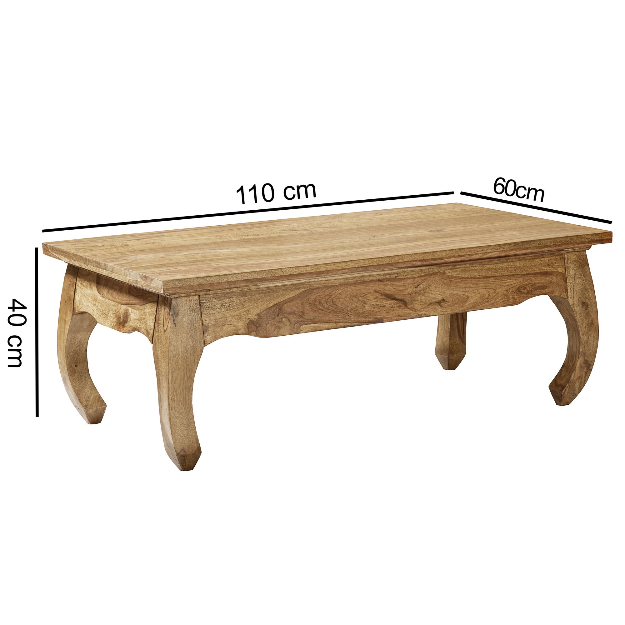 Couchtisch Rognan Massivholz Akazie 110 × 60 × 40 cm