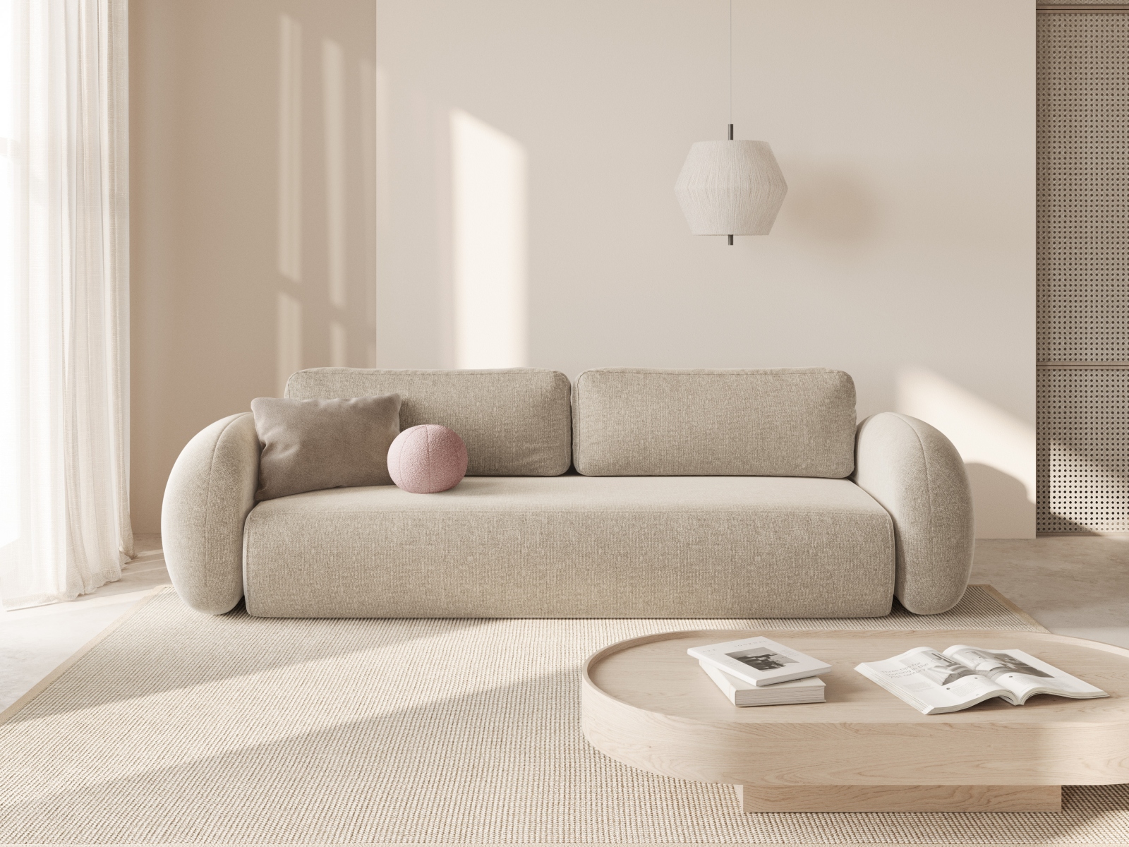 Cosmopolitan Design Schlafsofa Tonale 3-Sitzer mit Bettkasten Chenille Eden Dunkelbeige