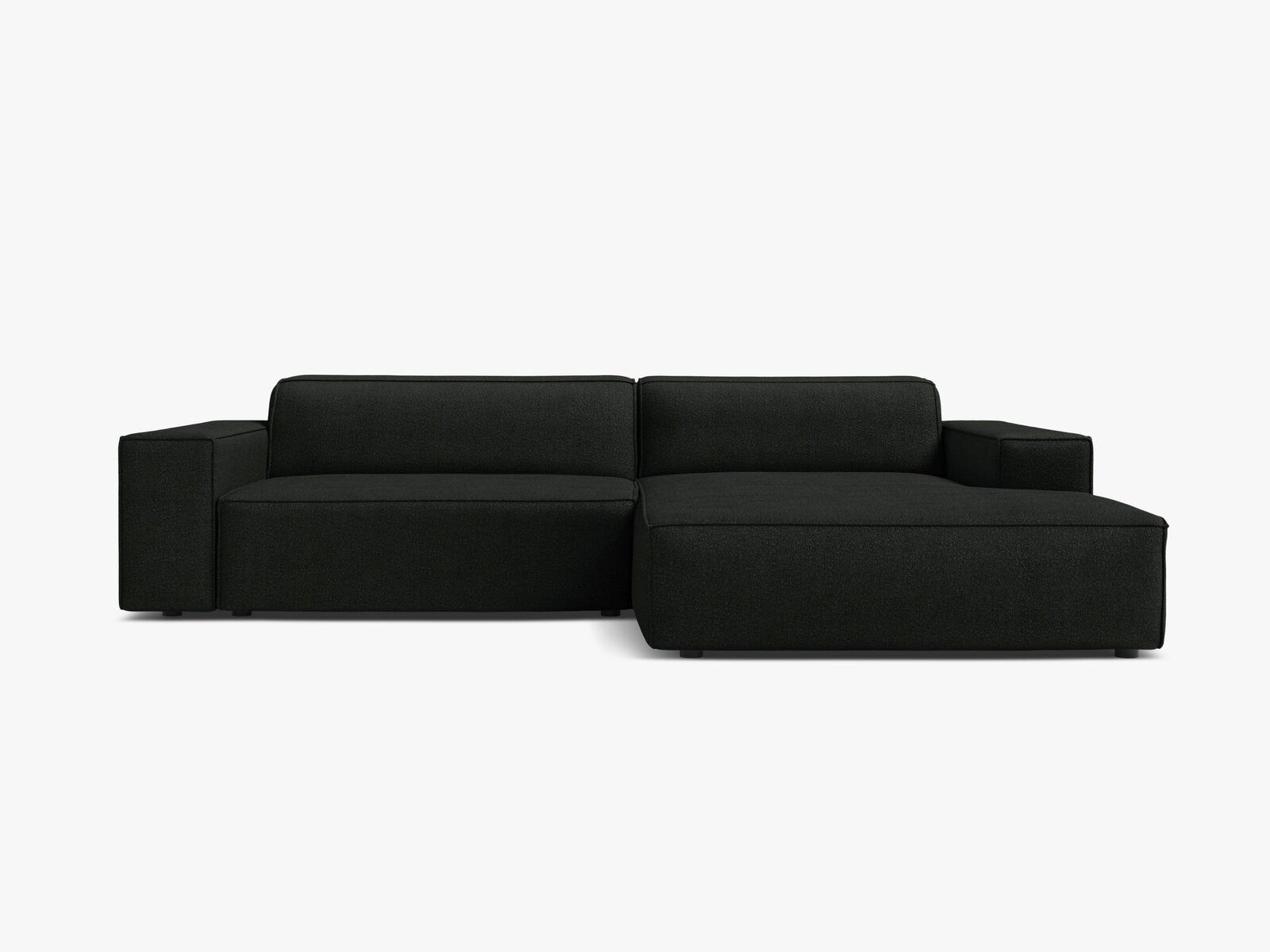 Micadoni Ecksofa Jodie 3-Sitzer Rechts Boucle Baloo Schwarz