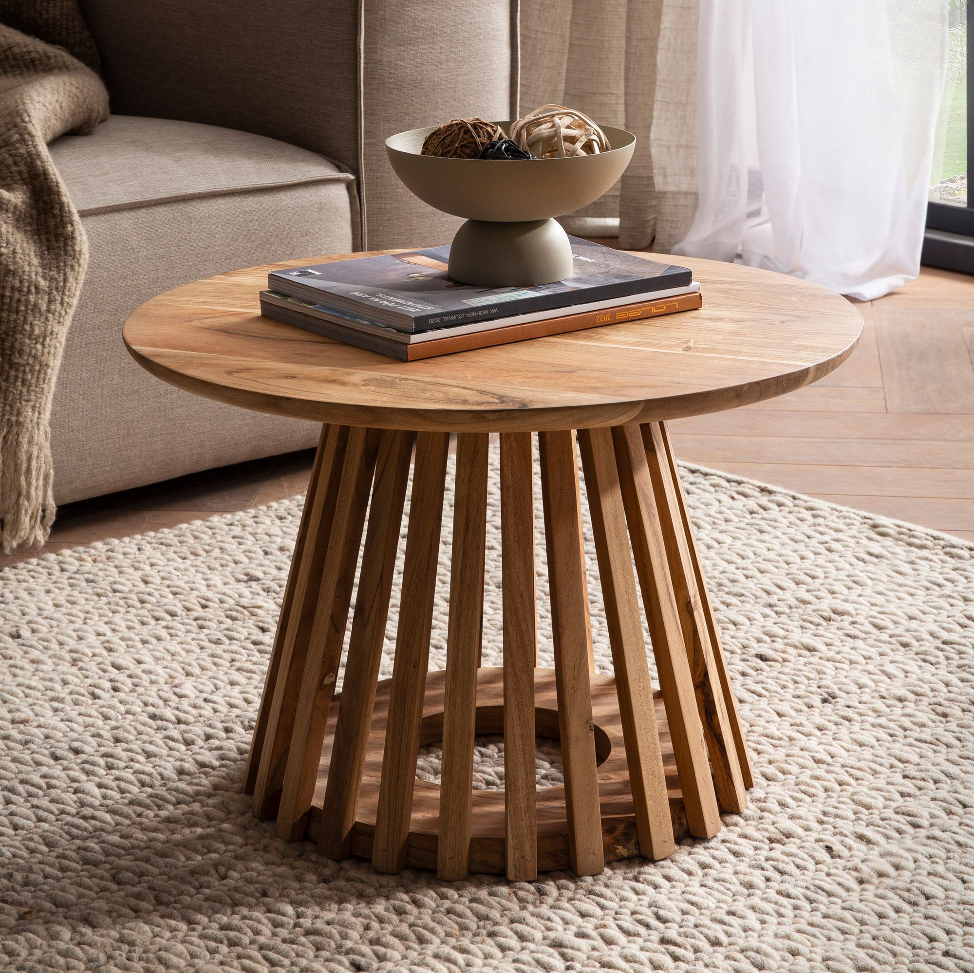 Couchtisch Ytrebygda Massivholz Akazie Ø 60 cm