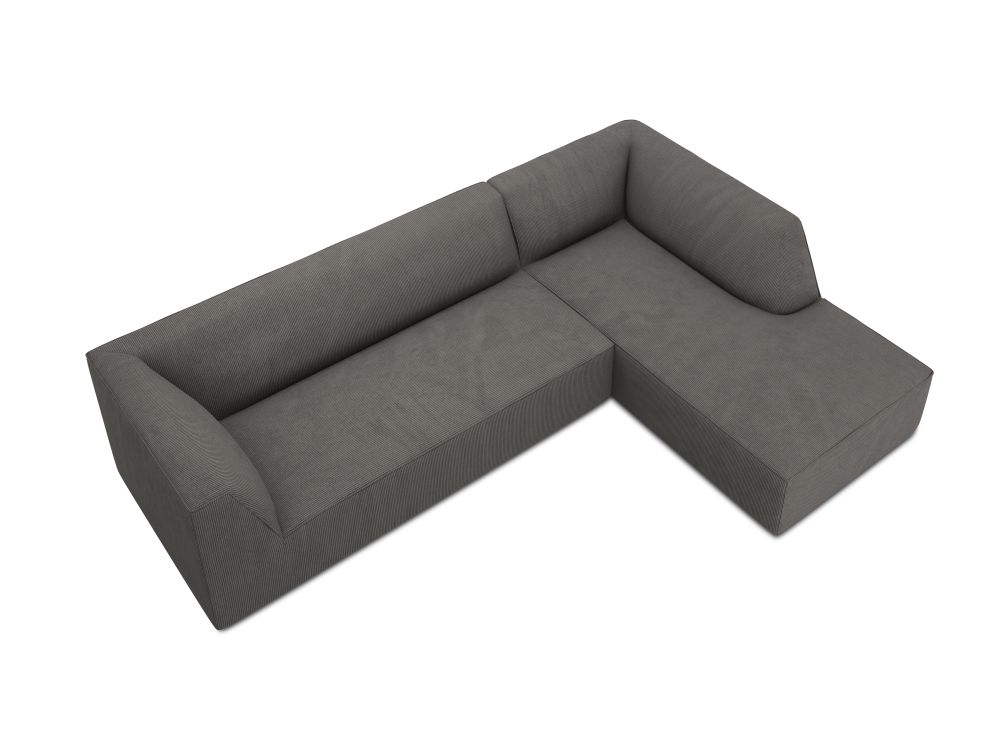 Cosmopolitan Design Ecksofa Siena 4-Sitzer Kord Scala Dunkelgrau Rechts