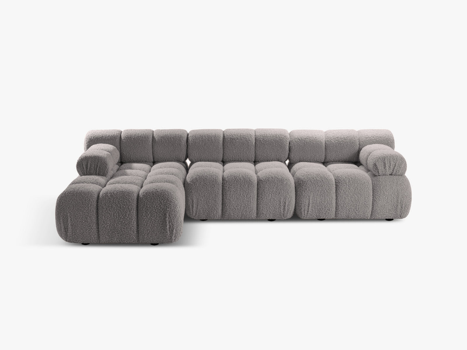 Micadoni Modulares Ecksofa Bellis 4-Sitzer Links Boucle Rolf Hellgrau