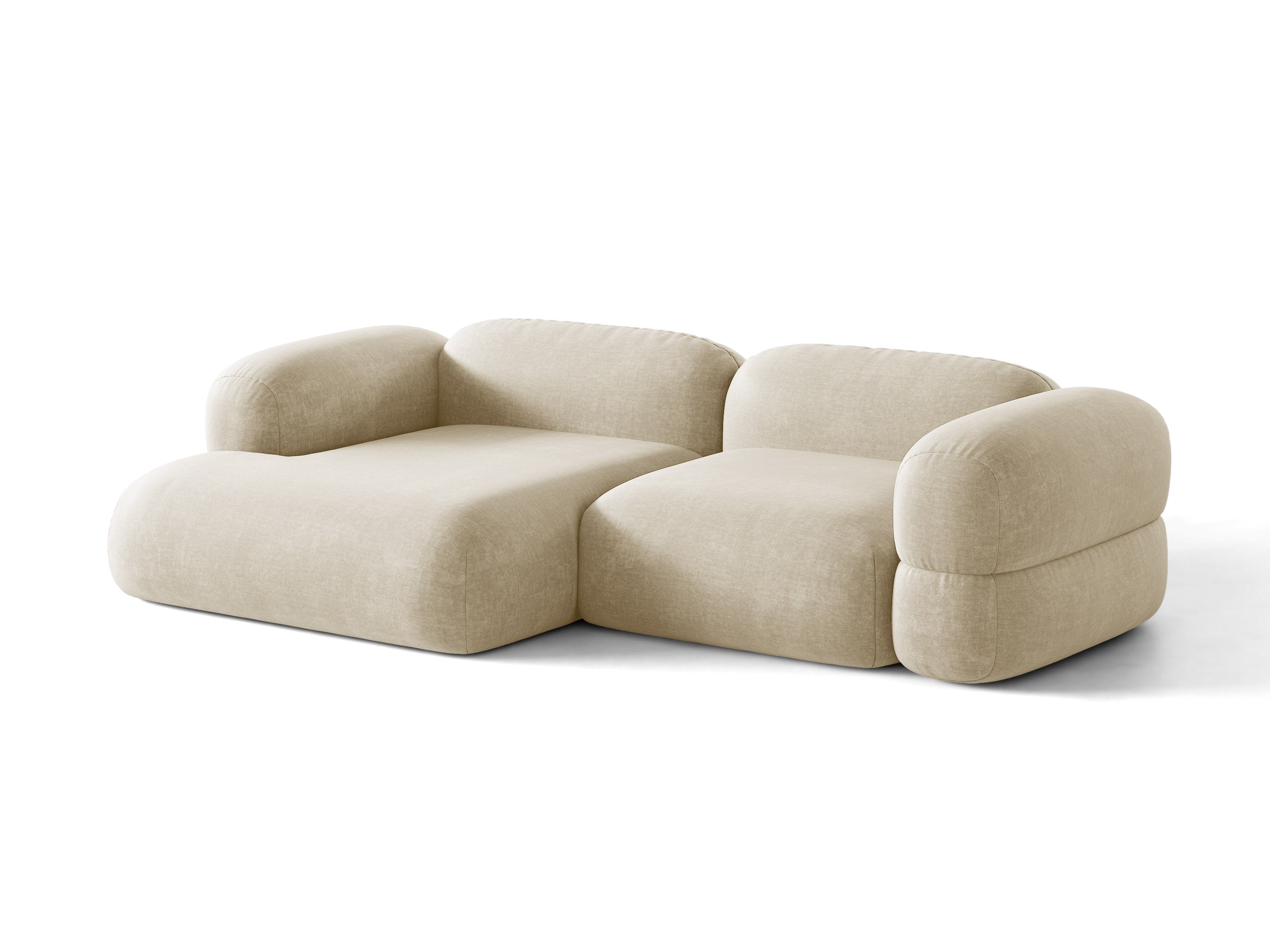Micadoni Ecksofa Luno 3-Sitzer Samt Vogue Helles Beige Links