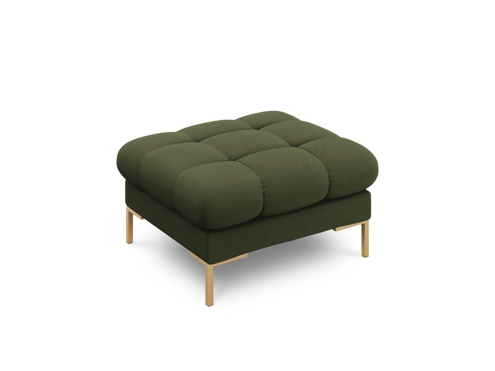 Cosmopolitan Design Pouf Bali Strukturierter Stoff Neve Grün Beine Gold